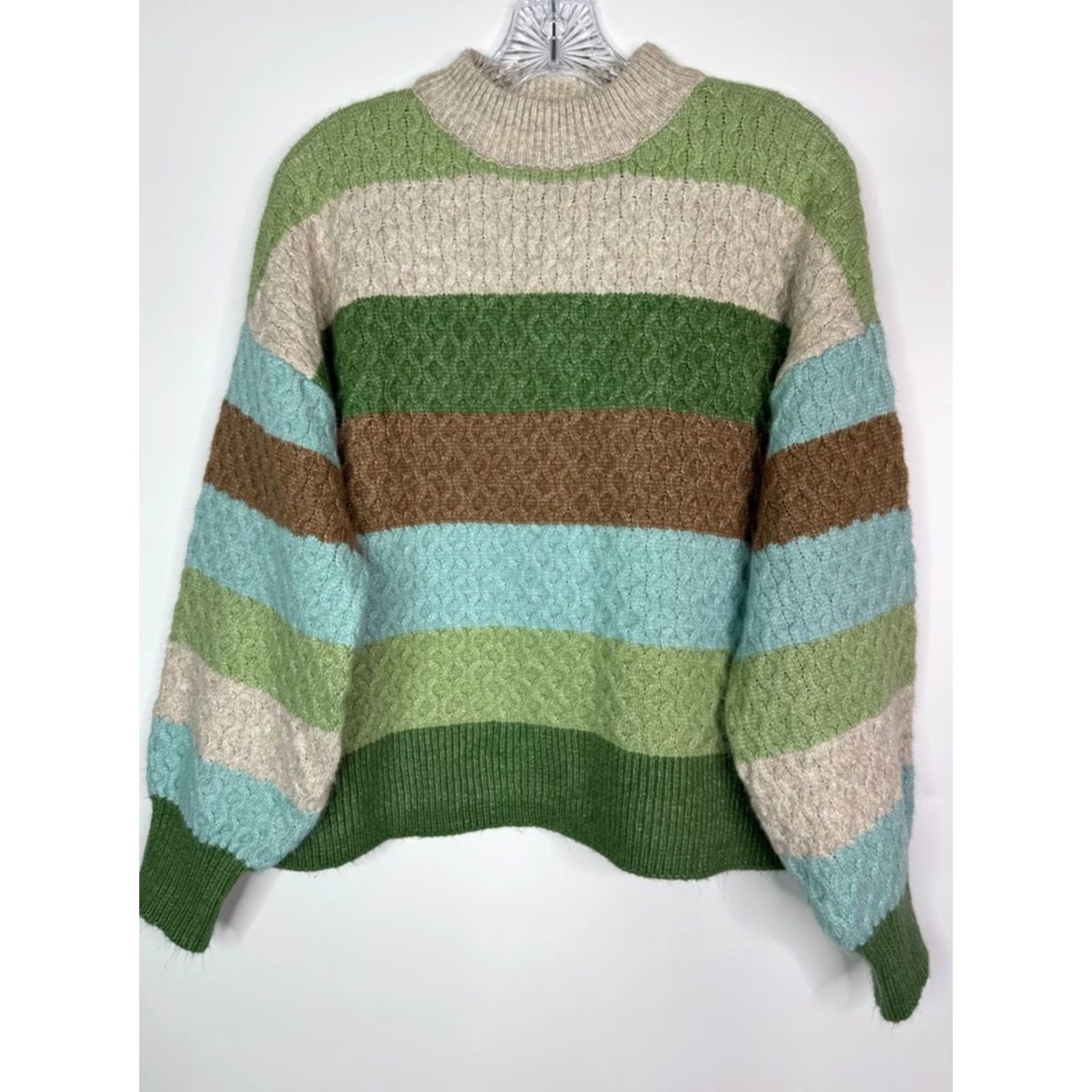 Vintage VINTAGE Daily Thread Green Striped Oversized Sweater XS Women Pullover 25” Pit to Pit 22” Length 28” Sleeve Length Womens XS Size XS / US 0-2 / IT 36-38 - 2 Thumbnail