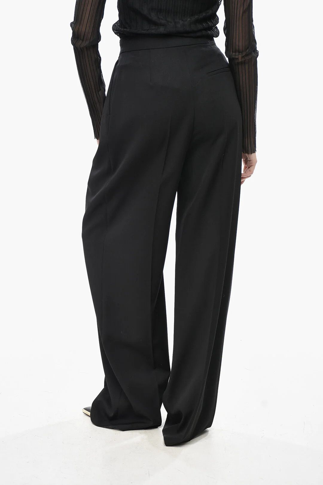 Alexander McQueen og1mm0426 Wool Palazzo Pant in Black Size 28" / US 6 / IT 42 - 2 Thumbnail