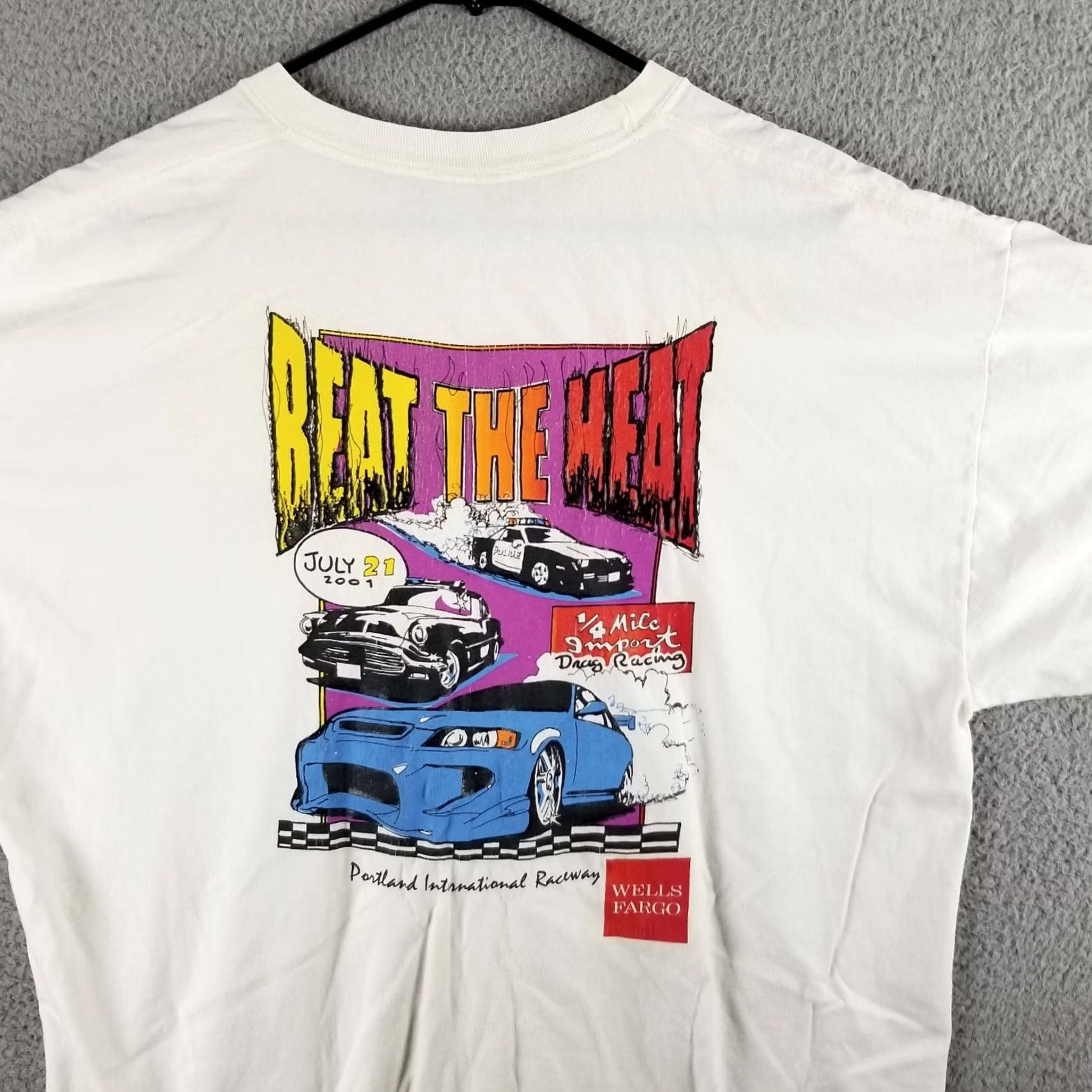 Vintage Vintage Police Drag Racing T Shirt XL White Cars Mens XL Size US XL / EU 56 / 4 - 2 Thumbnail
