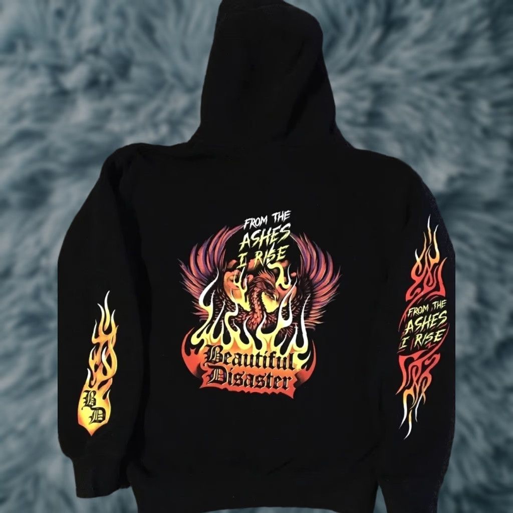 Vintage VINTAGE Eagle Flames Zip Hoodie S Grunge Biker Punk Skate Surf Fire Emo Jnco Vtg 90s Y2K Size US S / EU 44-46 / 1 - 1 Thumbnail