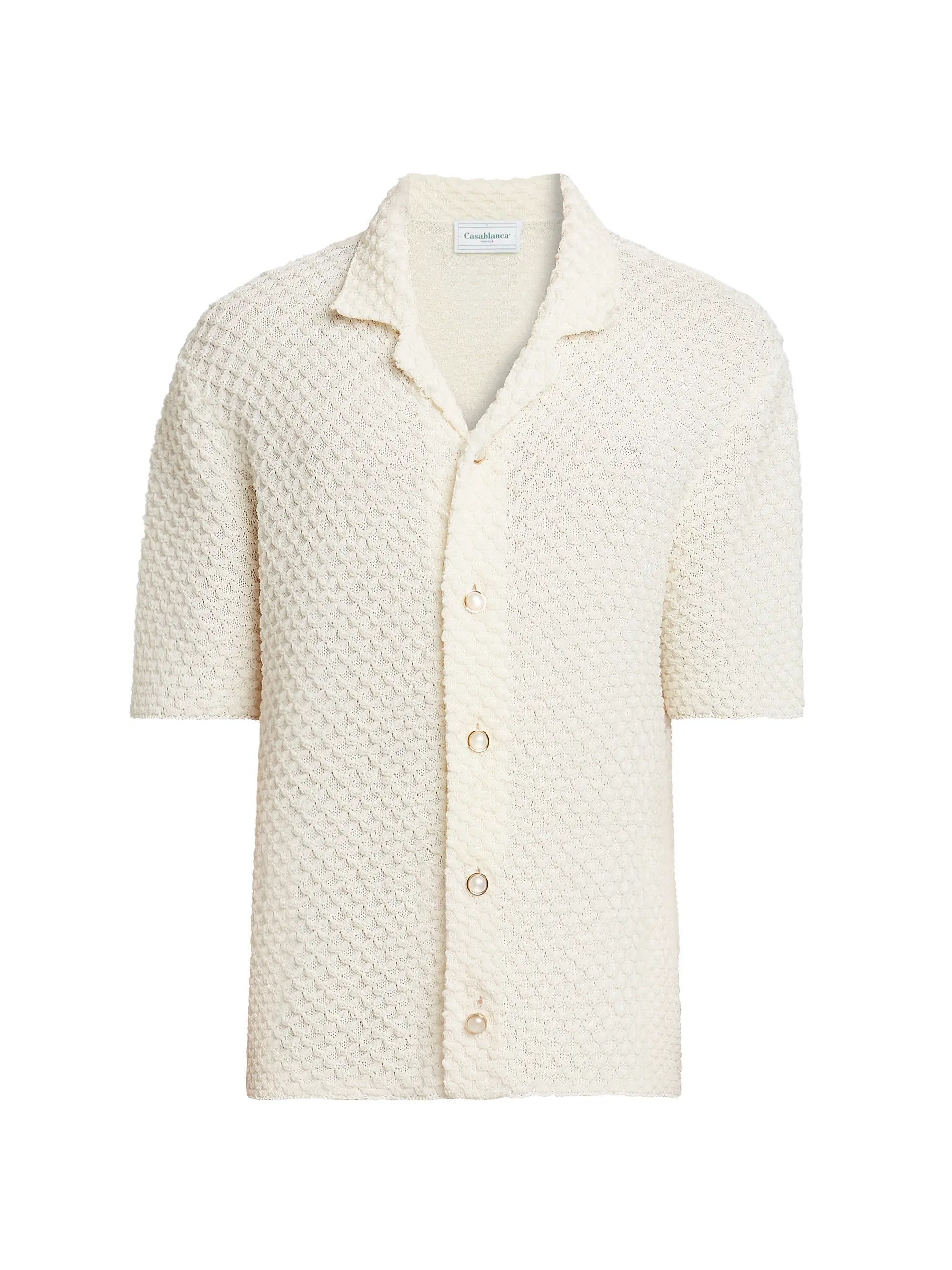 Casablanca os11x0725 Summer Textured-Knit Shirt in White Size US L / EU 52-54 / 3 - 1 Thumbnail