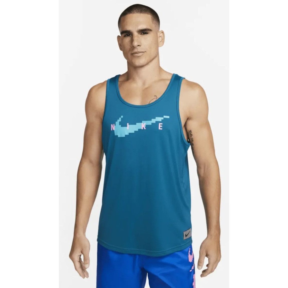Nike Nike SWIM RI-FIT Digi Logo Tank Top Shirt Blue NESSD668 Men' Size US L / EU 52-54 / 3 - 1 Thumbnail