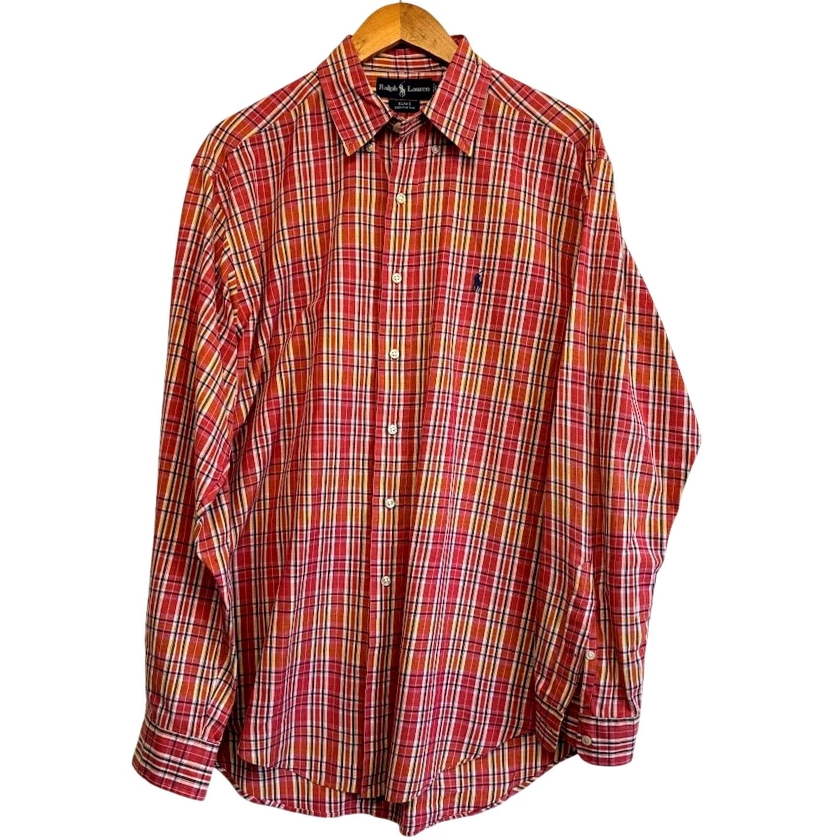 Ralph Lauren VINTAGE Polo Ralph Lauren Shirt Plaid Long Sleeve Button-Down M Men Red Size US M / EU 48-50 / 2 - 2 Thumbnail