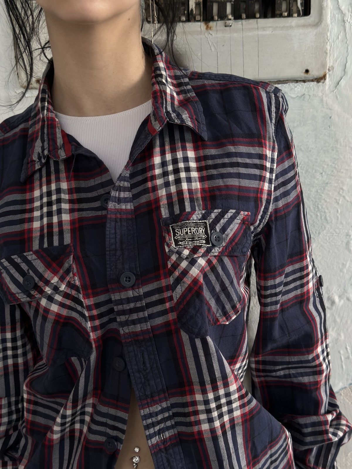 Superdry VTG Checked Shirt Super-dry Size M Dark Blue Y2K 00s USA Size US M / EU 48-50 / 2 - 9 Thumbnail
