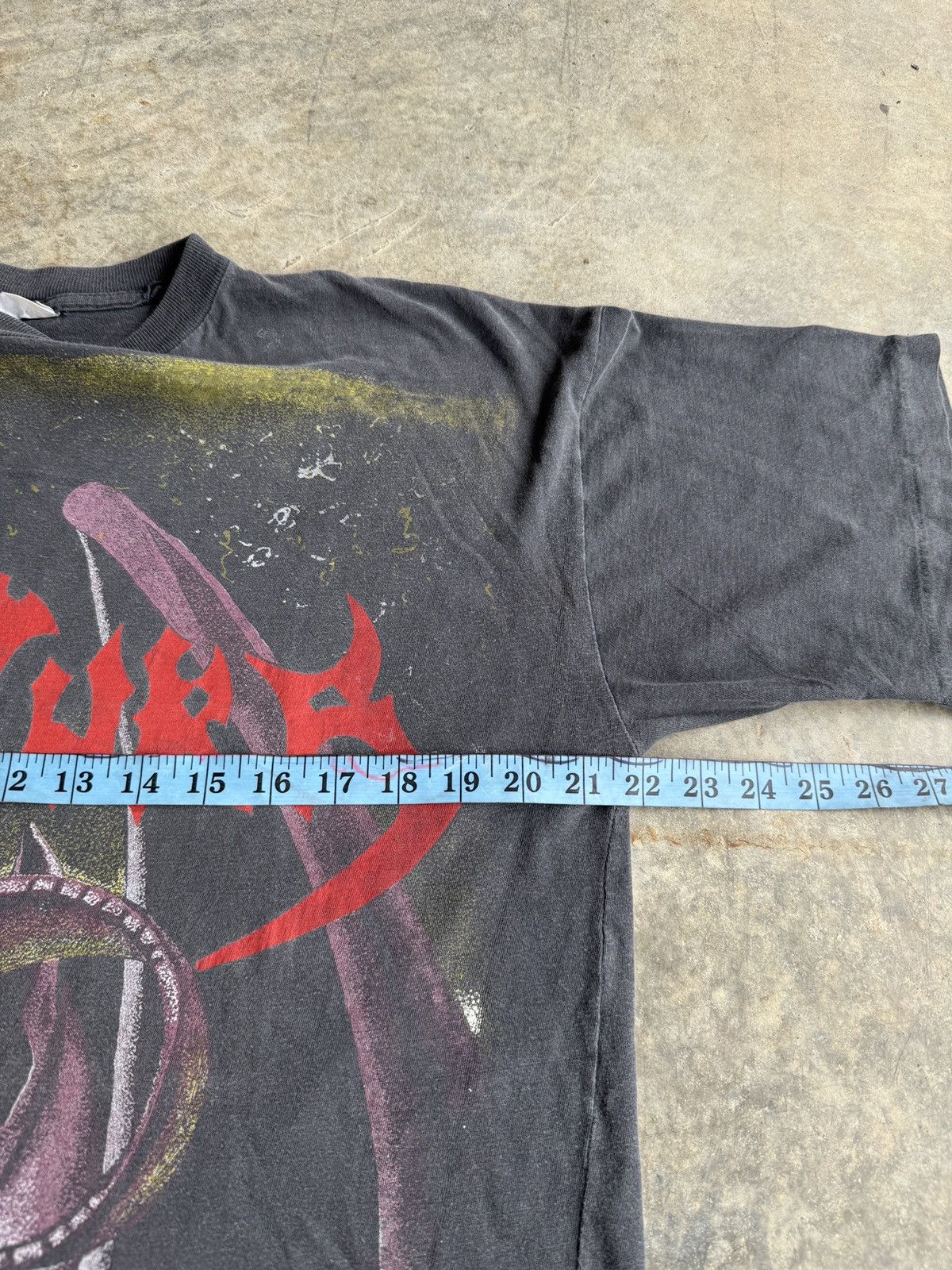Band Tees × Vintage *RARE* VINTAGE 90s SEPULTURA METAL AOP GOD CROSS DEATH SATAN Size US XL / EU 56 / 4 - 6 Thumbnail