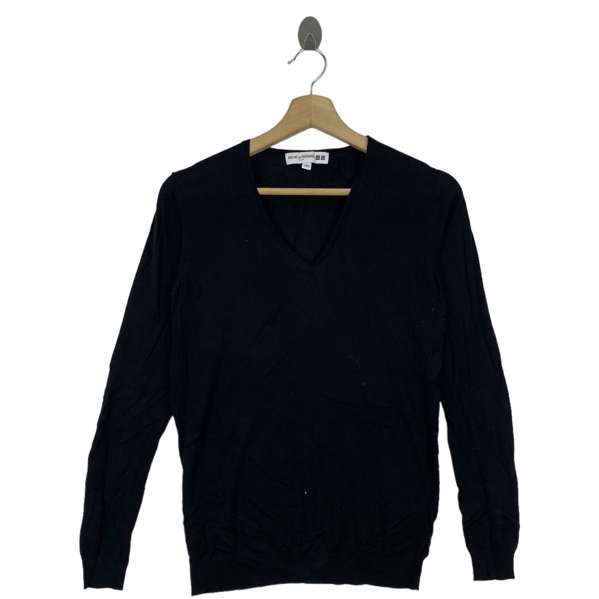 Uniqlo × Vintage Vintage INES De La FRESSANGE x Uniqlo Plain Black Sweatshirt Size L / US 10 / IT 46 - 1 Thumbnail