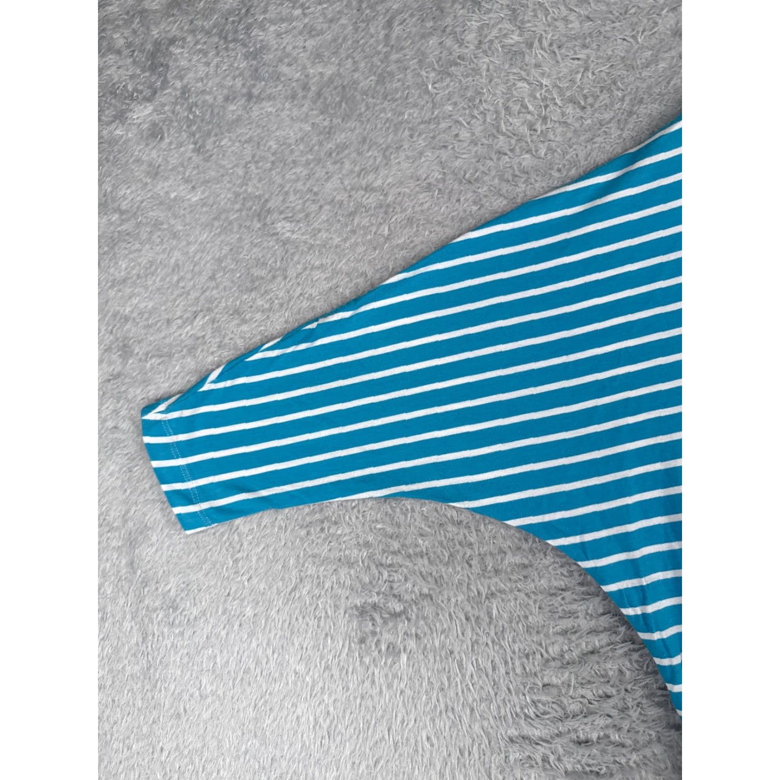 Ralph Lauren Lauren Active Shirt Women M Blue Stripe 3/4 Sleeve Round Neck Casual Jersey Cotton Blend Logo Vintage? No. Size M / US 6-8 / IT 42-44 - 3 Thumbnail