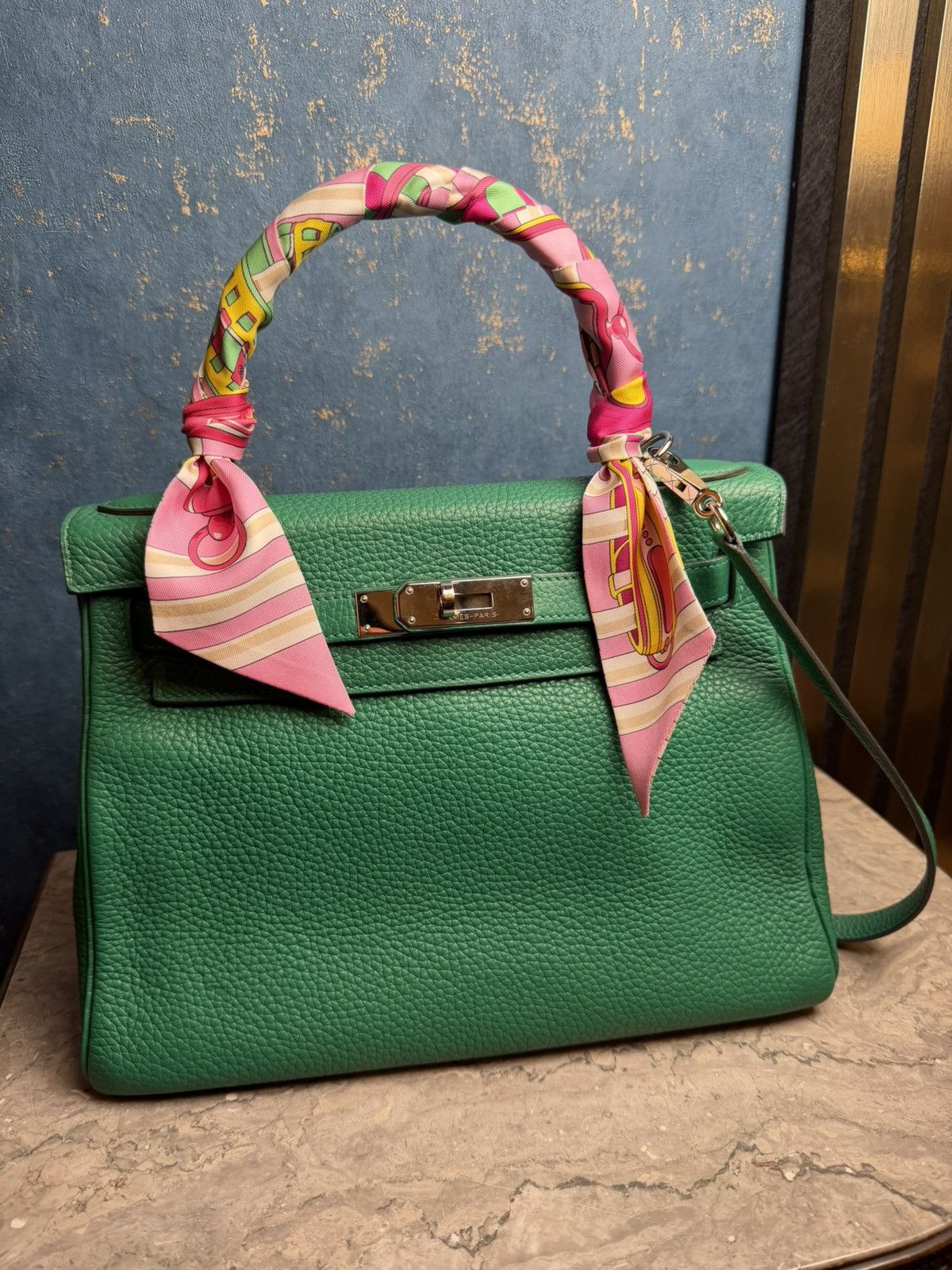 Hermes Kelly Bag 28 Clemence Leather Stamp A Vert Vertigo Size ONE SIZE - 25 Thumbnail