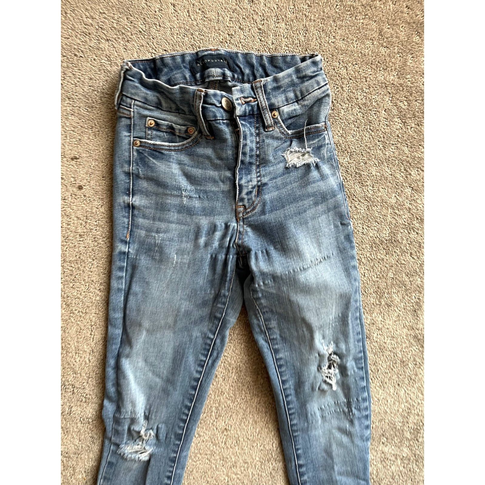 Vintage Aéropostale Jeans 00 Hi Rise Distressed Stretch Denim 5-Pocket Blue Regular Womens Size 24" / US 00 / IT 34 - 5 Thumbnail