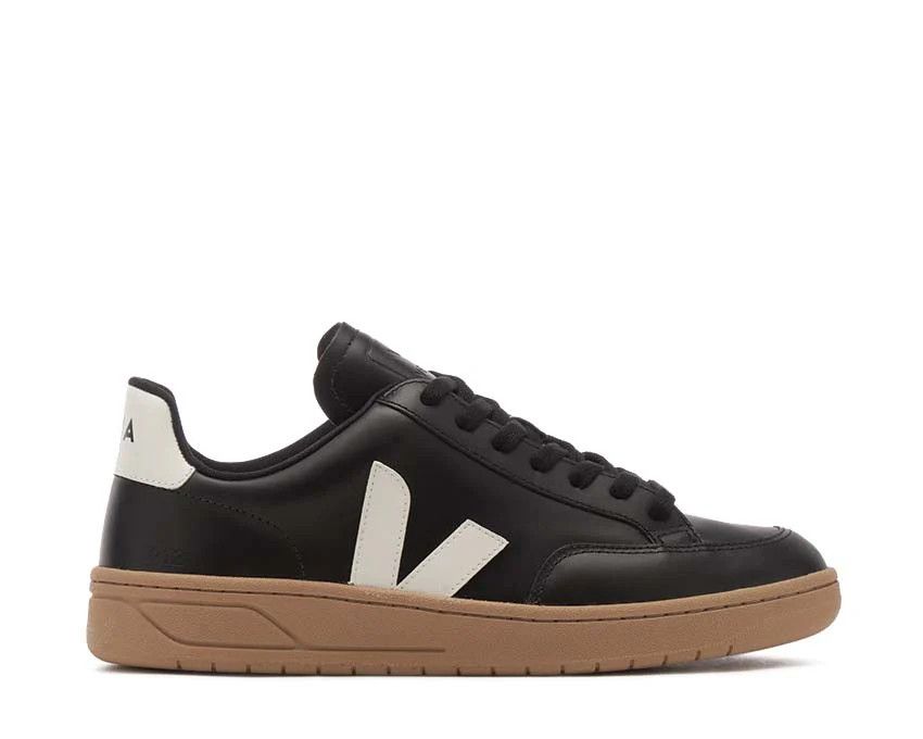 Veja o1s22i1n1224 Leather V-12 Sneakers in Black White Size US 12 / EU 45 - 1 Thumbnail
