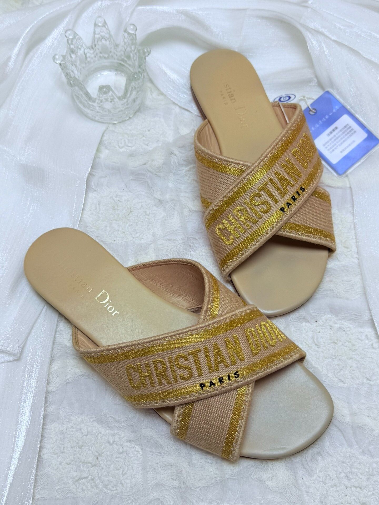 Dior Dior Embroidered Gold Sandals us_5 Women Size US 5 / IT 35 - 1 Thumbnail
