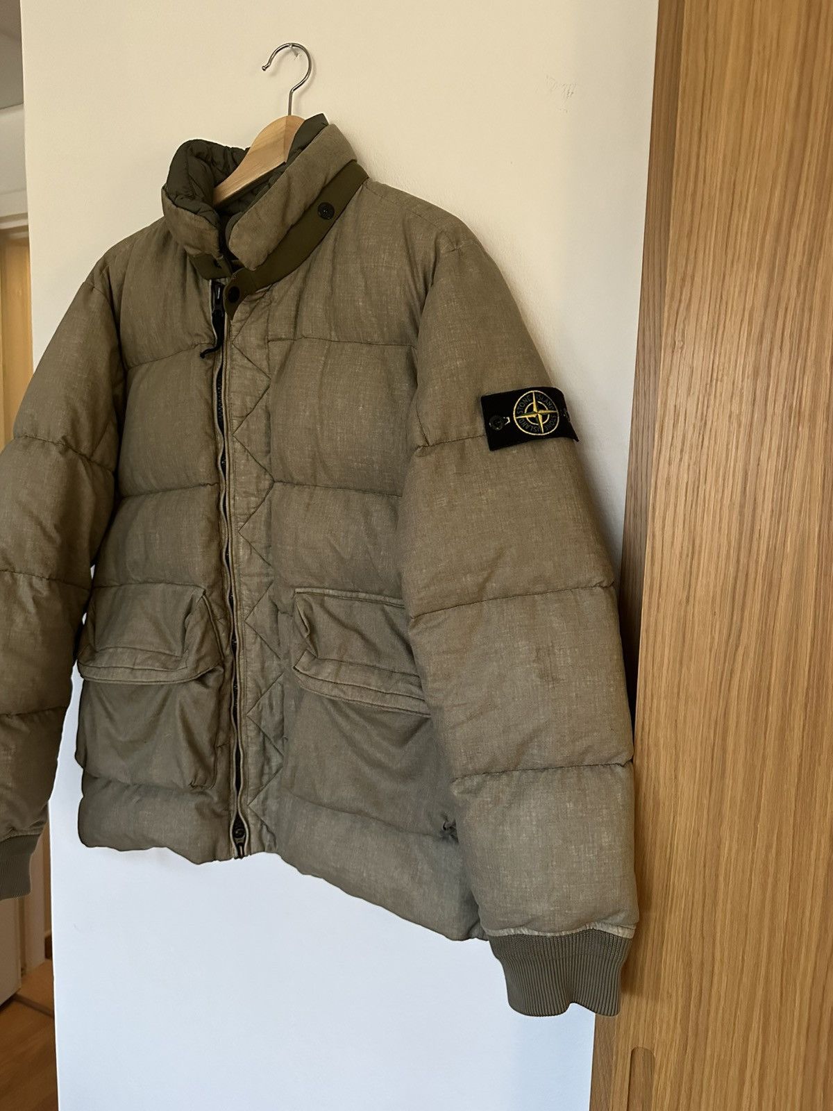 Stone Island Stone Island Lino Resinato Down-TC Jacket — Olive Size US M / EU 48-50 / 2 - 2 Thumbnail
