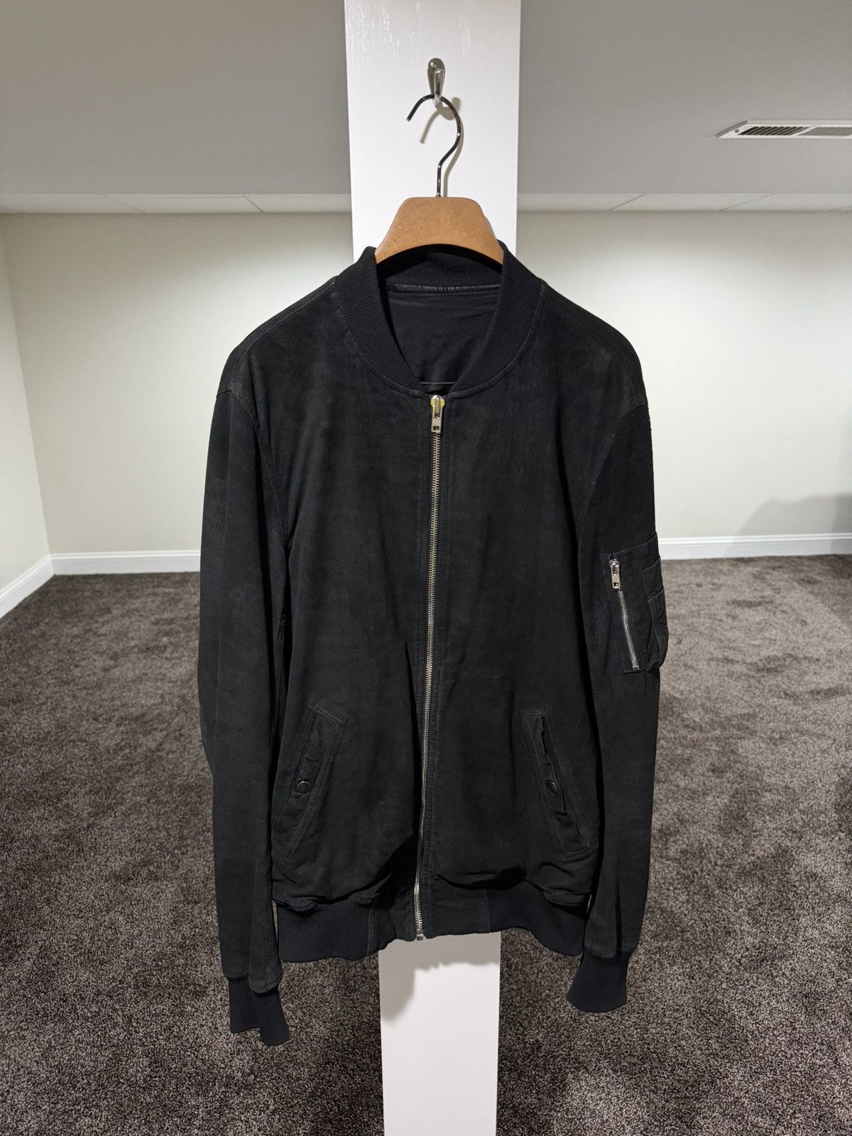 Rick Owens Rick Owens Flight Blistered Lamb Leather Black Bomber Jacket Size US XL / EU 56 / 4 - 1 Thumbnail