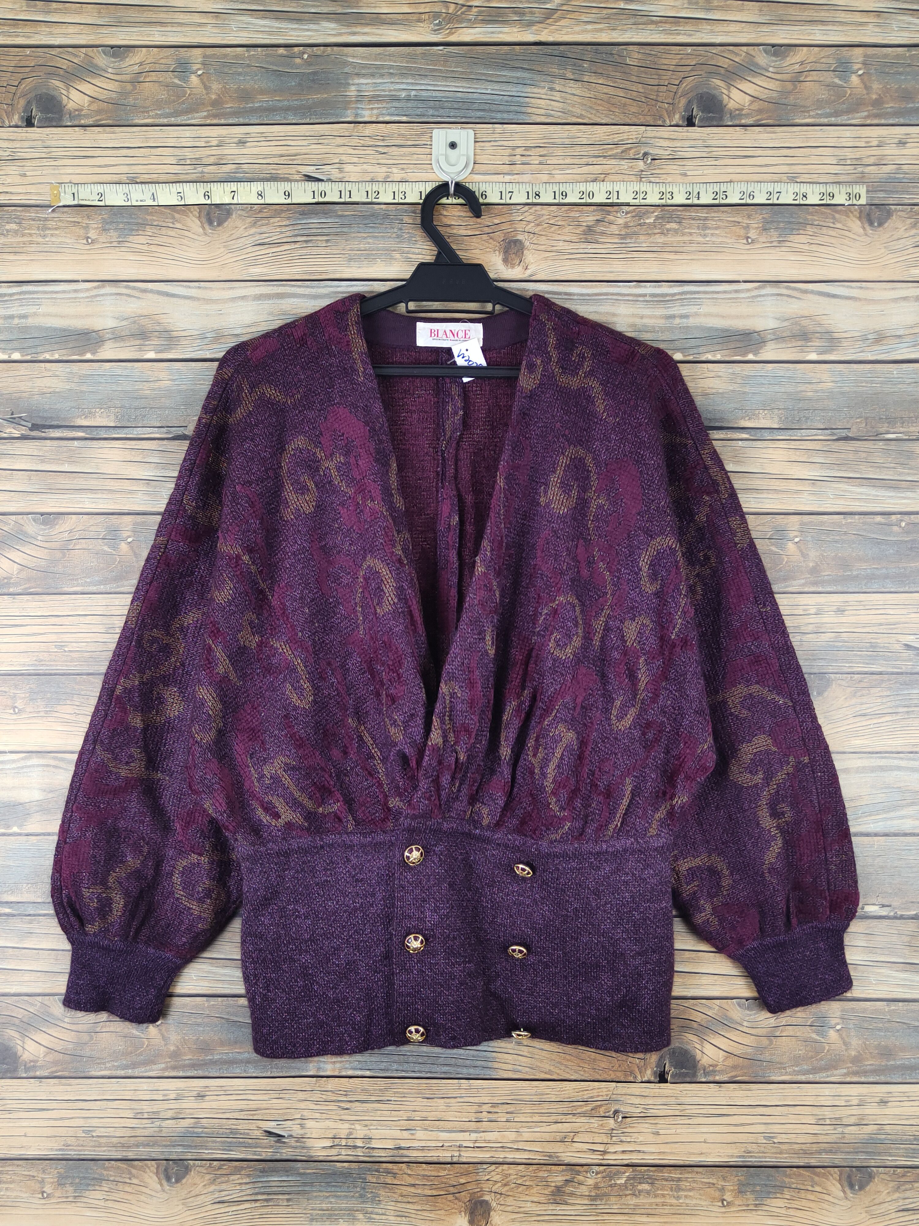 Homespun Knitwear Blance Dark Purple Knitwear Blouses cardigan vintage #W2028 Size M / US 6-8 / IT 42-44 - 1 Thumbnail