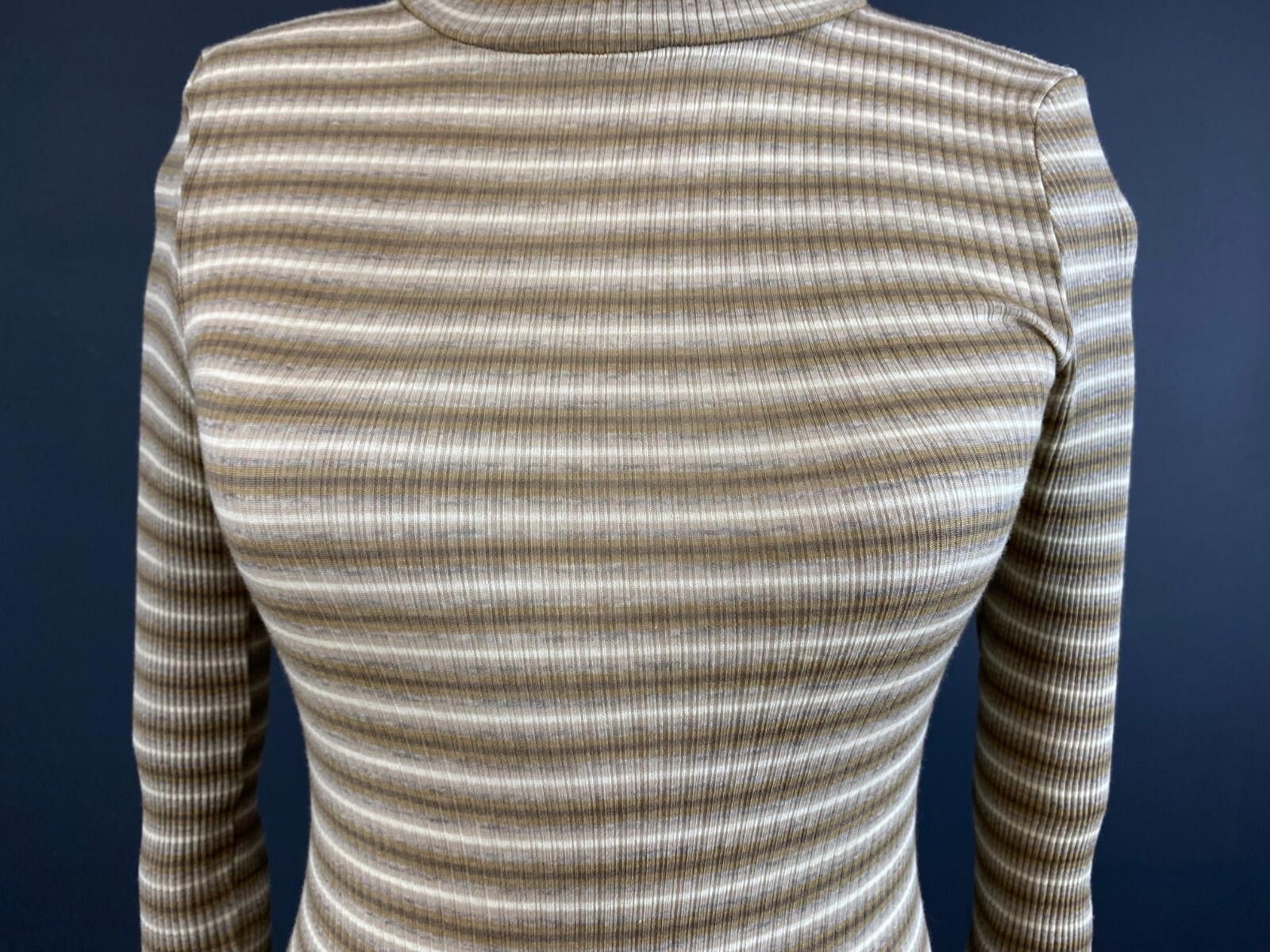 Sonia Rykiel Sonia Rykiel Beige Striped Turtle Neck Knit Sweater Size S Size S / US 4 / IT 40 - 5 Thumbnail