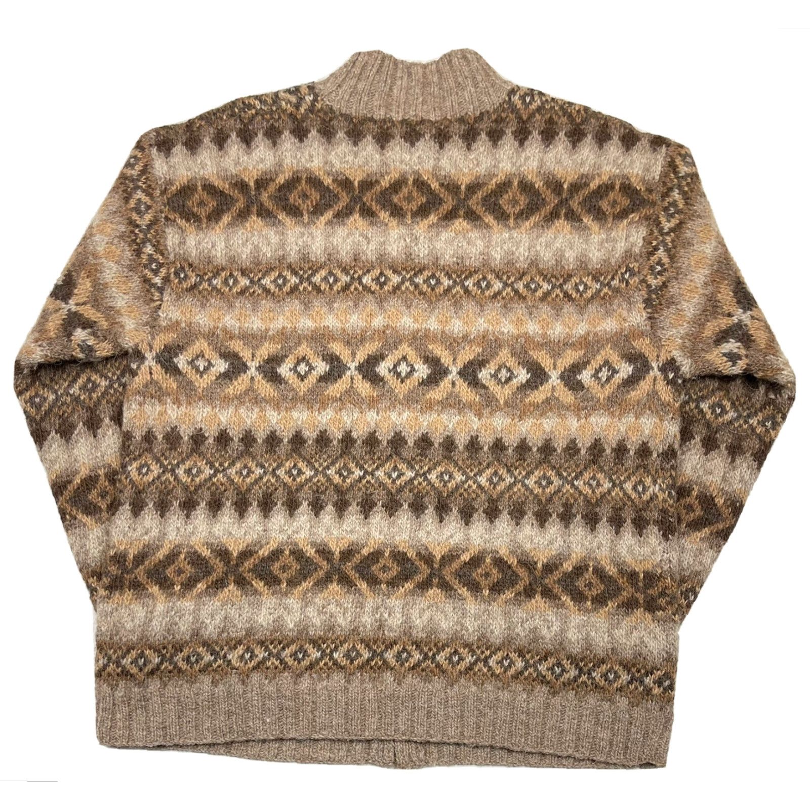 Ralph Lauren VINTAGE Ralph Lauren RL Women's Aztec Cardigan Sweater Zip Mock Neck Heavyweight M Brown Size M / US 6-8 / IT 42-44 - 4 Thumbnail