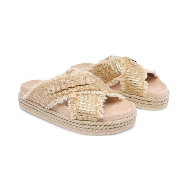 Mou Mou NEW Criss Cross Rope Sandal in Raffia Size 38 Size US 8 / IT 38 - 1 Thumbnail