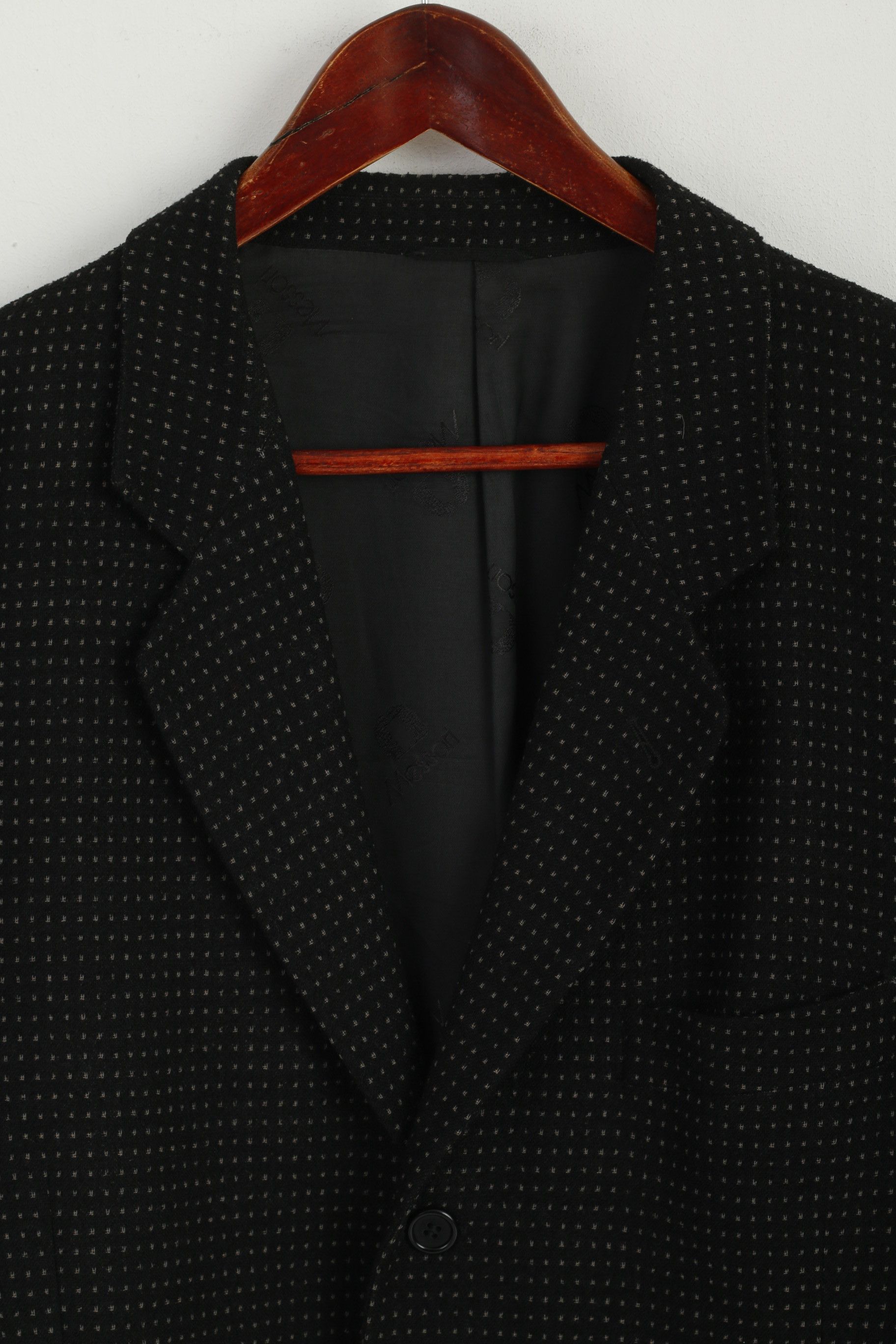 Vintage Messori Men 54 44 Blazer Black Wool Nylon Italy 6416 Size 44R - 6 Thumbnail