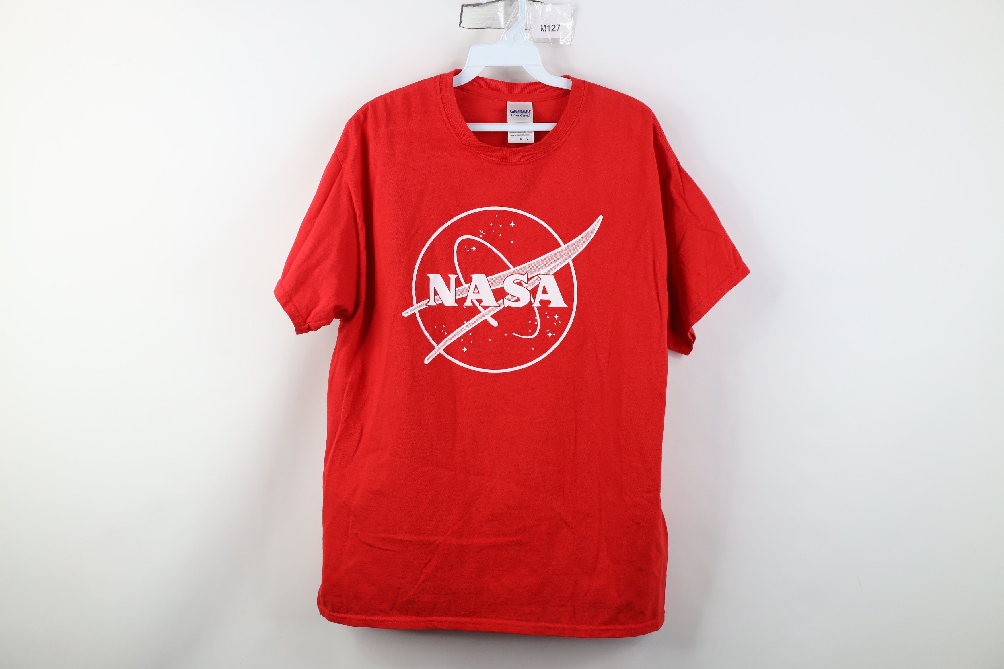 Gildan Vintage Y2K Spell Out NASA Space Short Sleeve T-Shirt Red Size US L / EU 52-54 / 3 - 1 Thumbnail