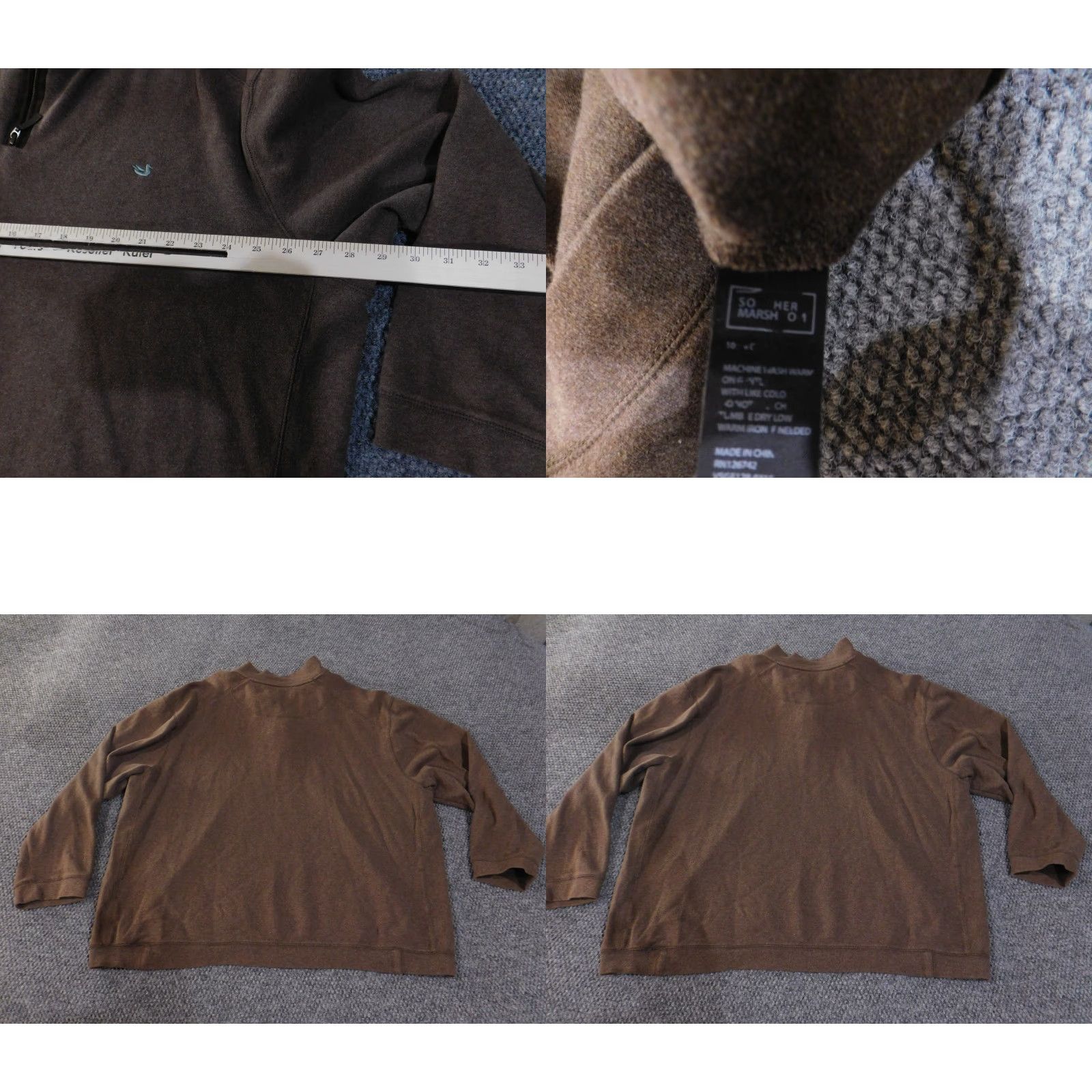 Logo 7 Southern Marsh Pullover Mens 2XL Brown Quarter Zip Lightweight Sweatshirt Logo Size US XXL / EU 58 / 5 - 8 Thumbnail