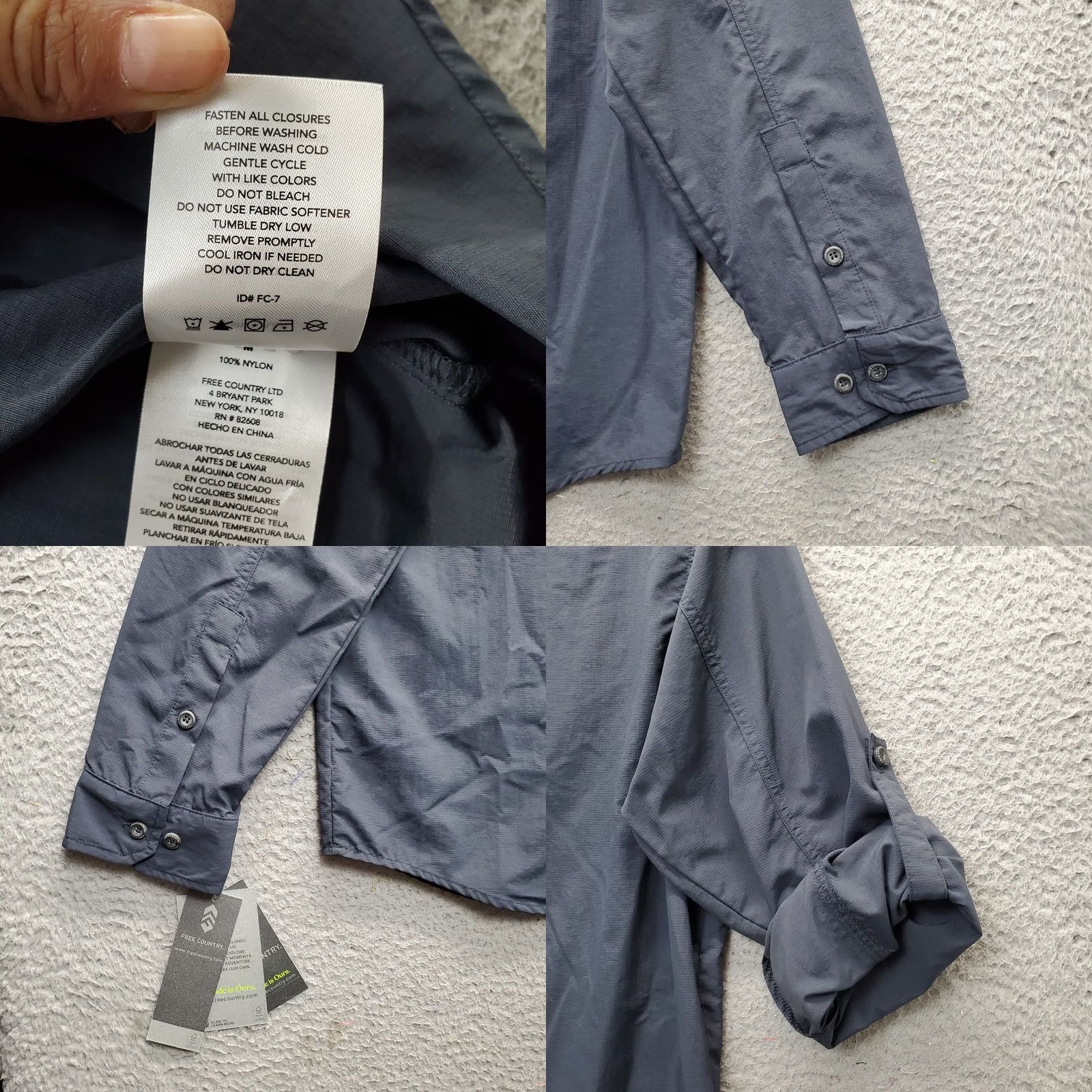 Free Country Free Country Shirt Mens Size M Gray Button Up Pocket Chest Pocket Roll Tab Long Sleeve Shirt Size US M / EU 48-50 / 2 - 8 Thumbnail