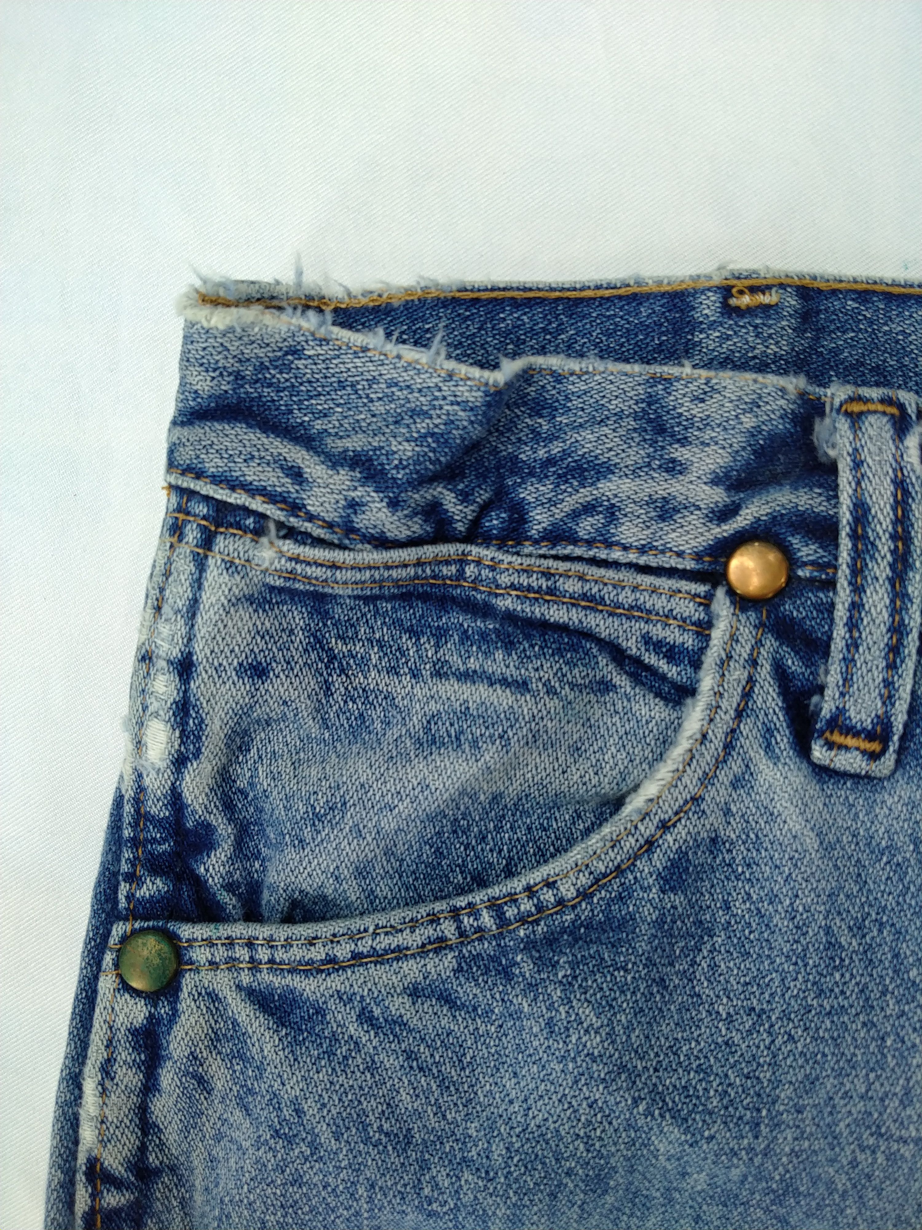 Japanese Brand Vintage Wrangler Distressed Blue Denim 29x34 -JN413 Size US 29 - 9 Thumbnail