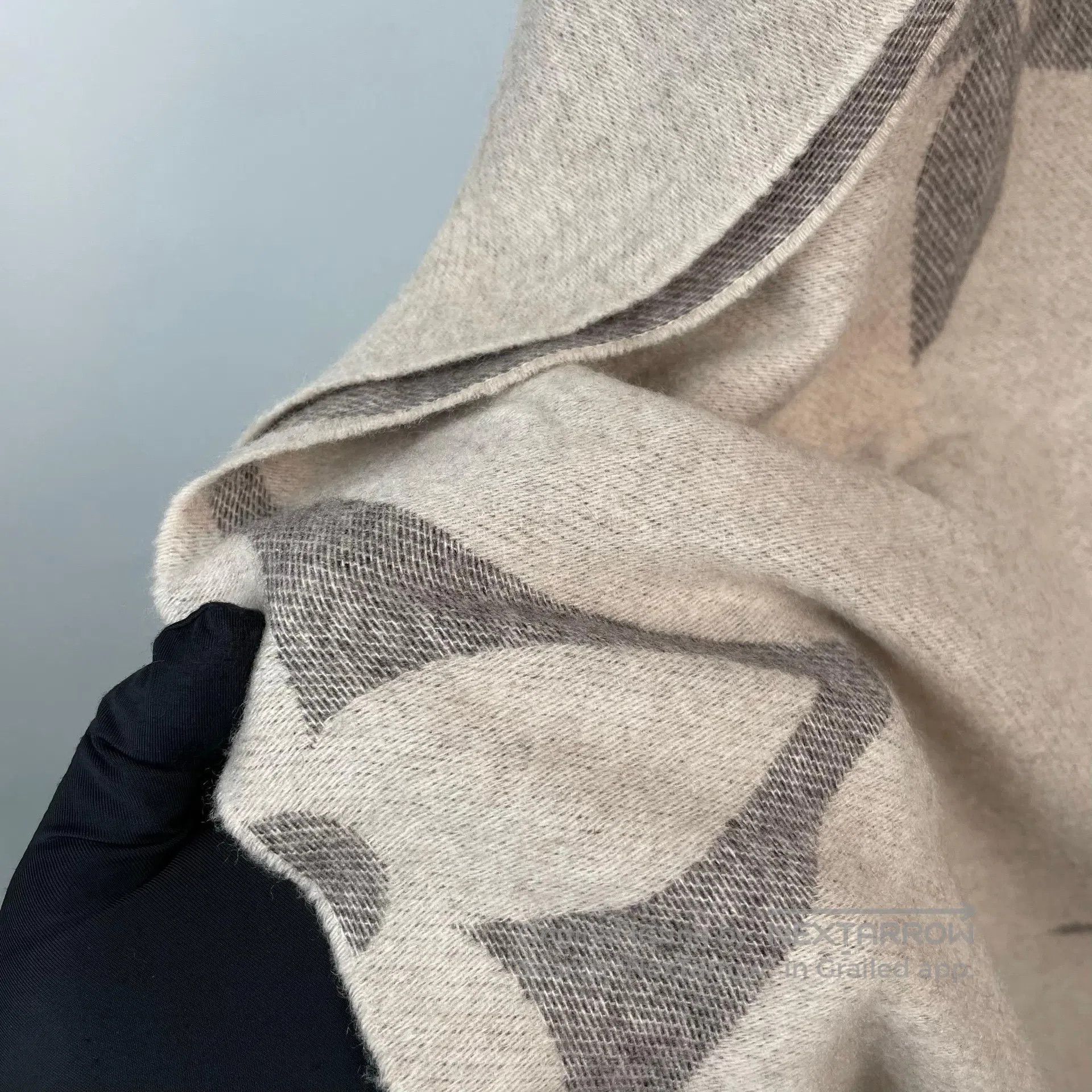 Louis Vuitton Louis Vuitton Gray mixed with ivory cashmere scarf with fr Size ONE SIZE - 4 Thumbnail