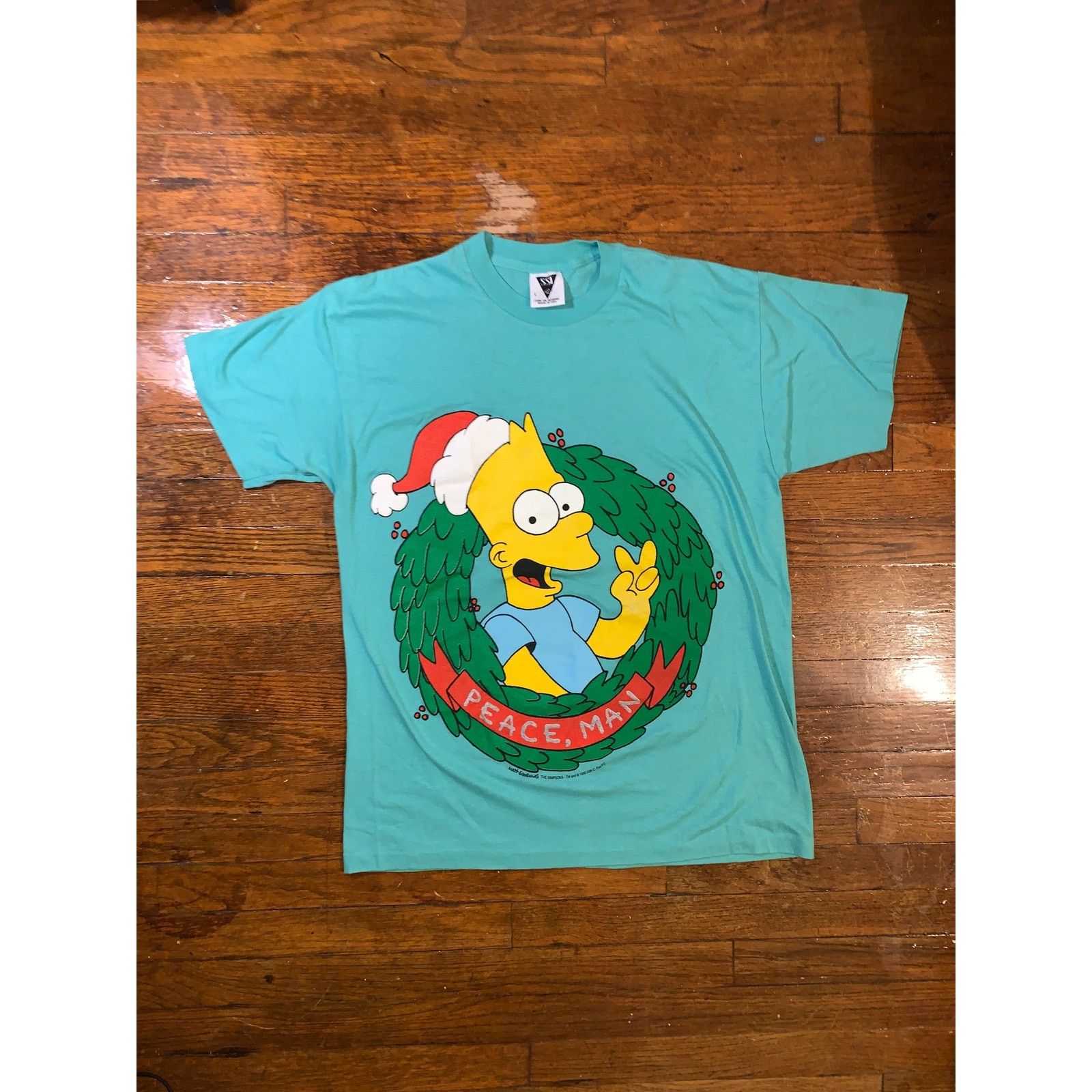 The Simpsons × Vintage 1990 Bart Simpson Peace Man Christmas T Shirt USA Large SSI Size US L / EU 52-54 / 3 - 1 Thumbnail