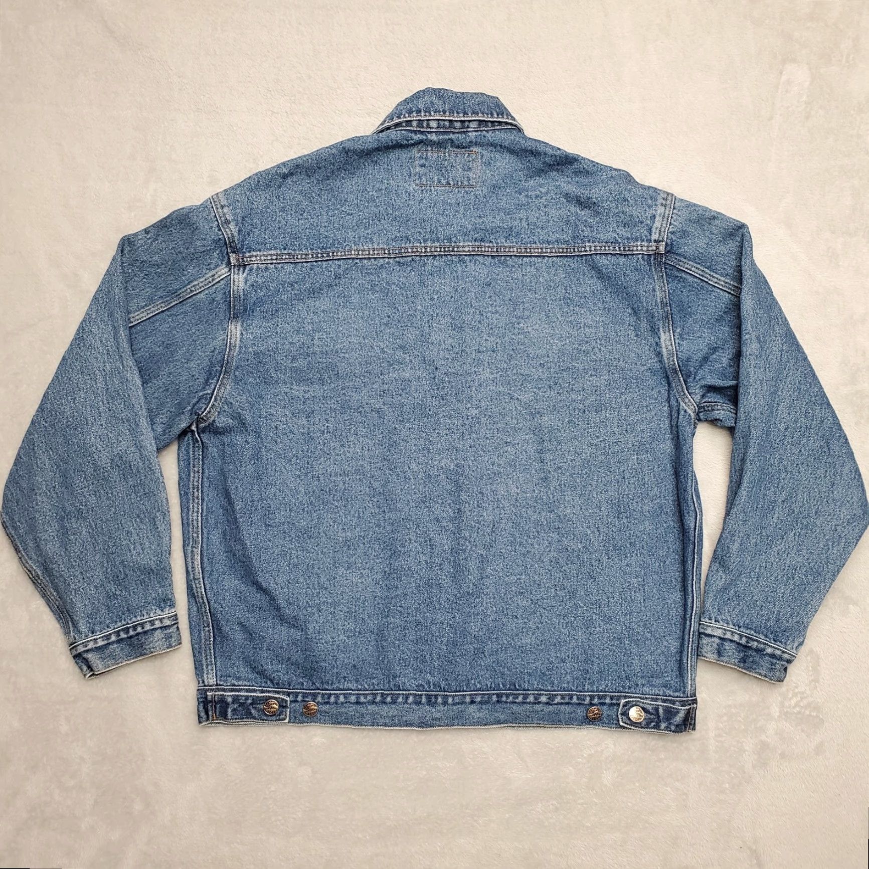 Port Authority VINTAGE Tractor Club Jacket Mens Large Blue Jean Denim Trucker two cylinder Size US 33 - 6 Thumbnail