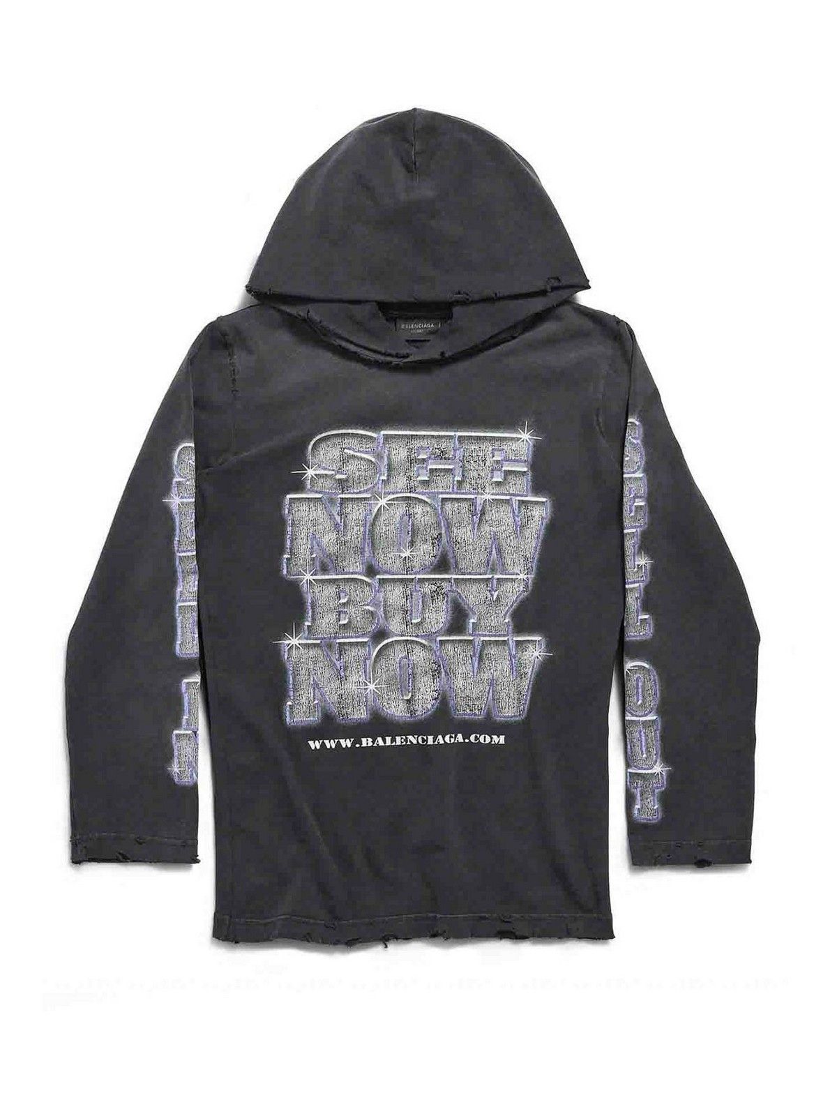 Balenciaga o1bcso1str1025 SNBN Long Sleeve Hooded T- Shirt Fitted Black Size US S / EU 44-46 / 1 - 1 Thumbnail