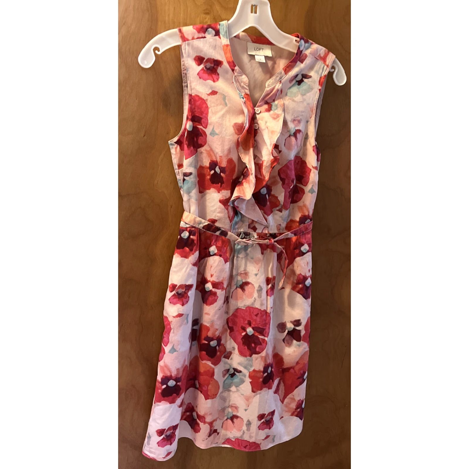 Loft VINTAGE LOFT Dress Size 0 Sleeveless Floral Pink Fuchsia Knee Length 100% Cotton Party/Cocktail Womens Size XS / US 0-2 / IT 36-38 - 2 Thumbnail