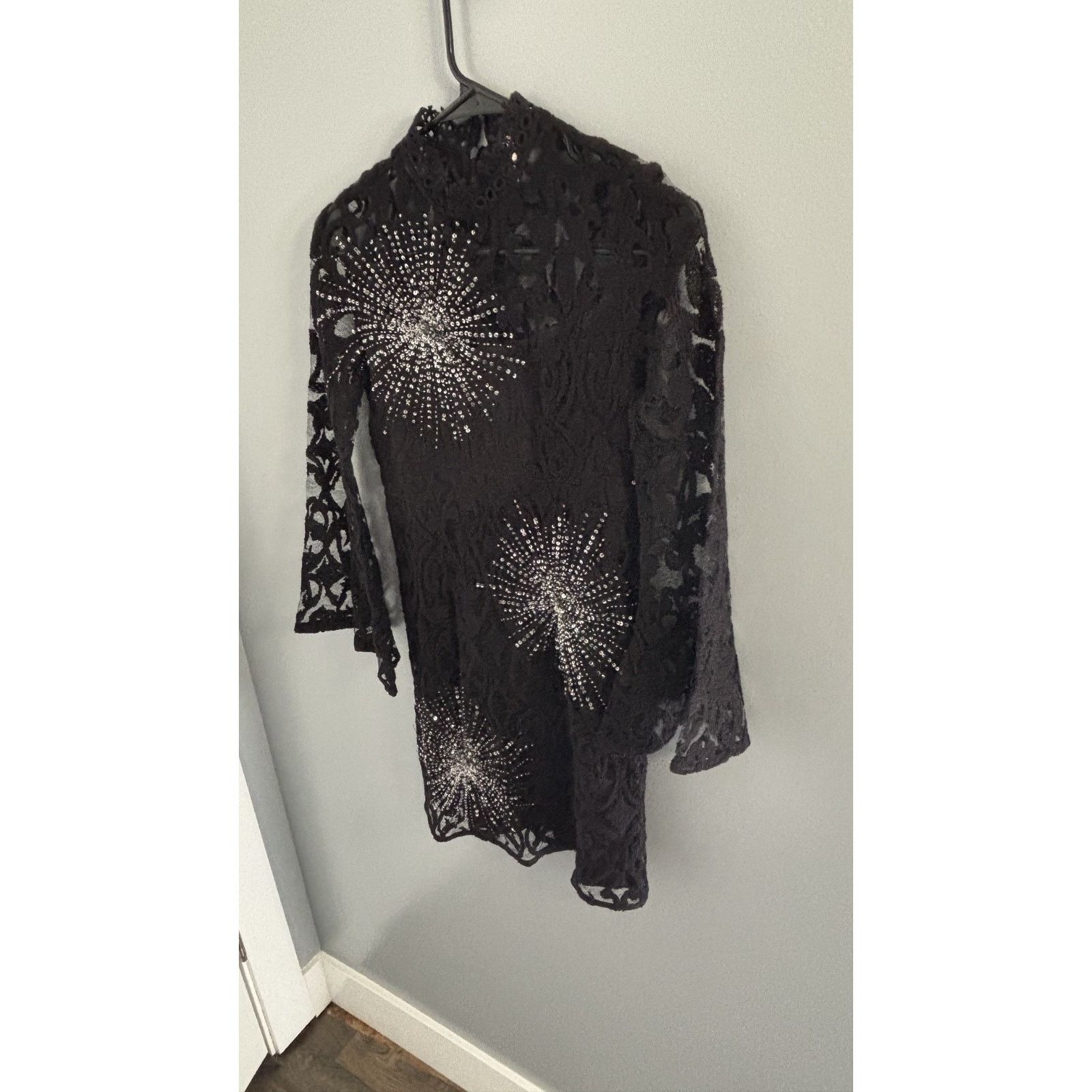 Free People FREE PEOPLE Bell-Sleeve Mini Dress NEW Black Lace Size 0 Size XS / US 0-2 / IT 36-38 - 2 Thumbnail