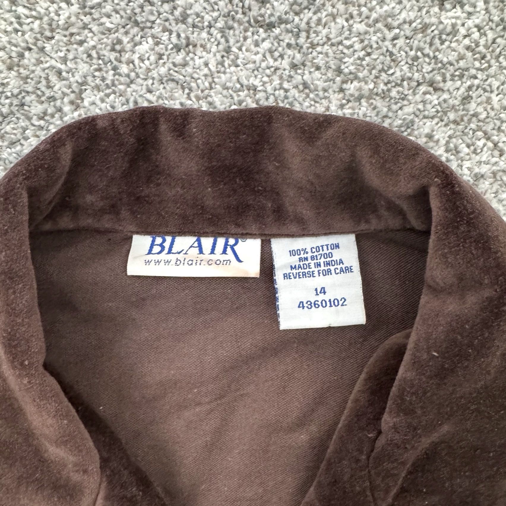 Blair VINTAGE Blair Blazer Jacket Women Sz 14 Velour Lagenlook Shoulder Pads 90s Brown Size XL / US 12-14 / IT 48-50 - 5 Thumbnail