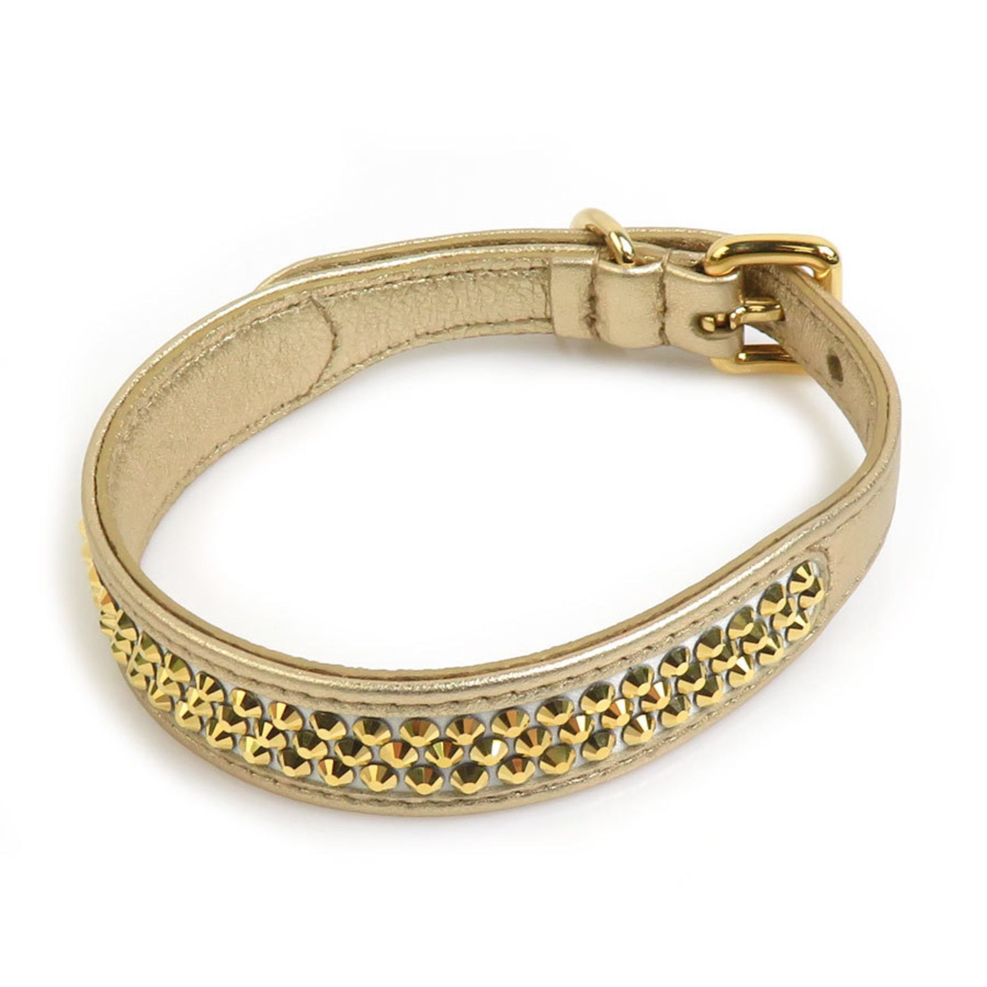 Miu Miu Miu Miu Miu Dog Collar Leather Rhinestone Gold Women's e59800g Size ONE SIZE - 1 Thumbnail