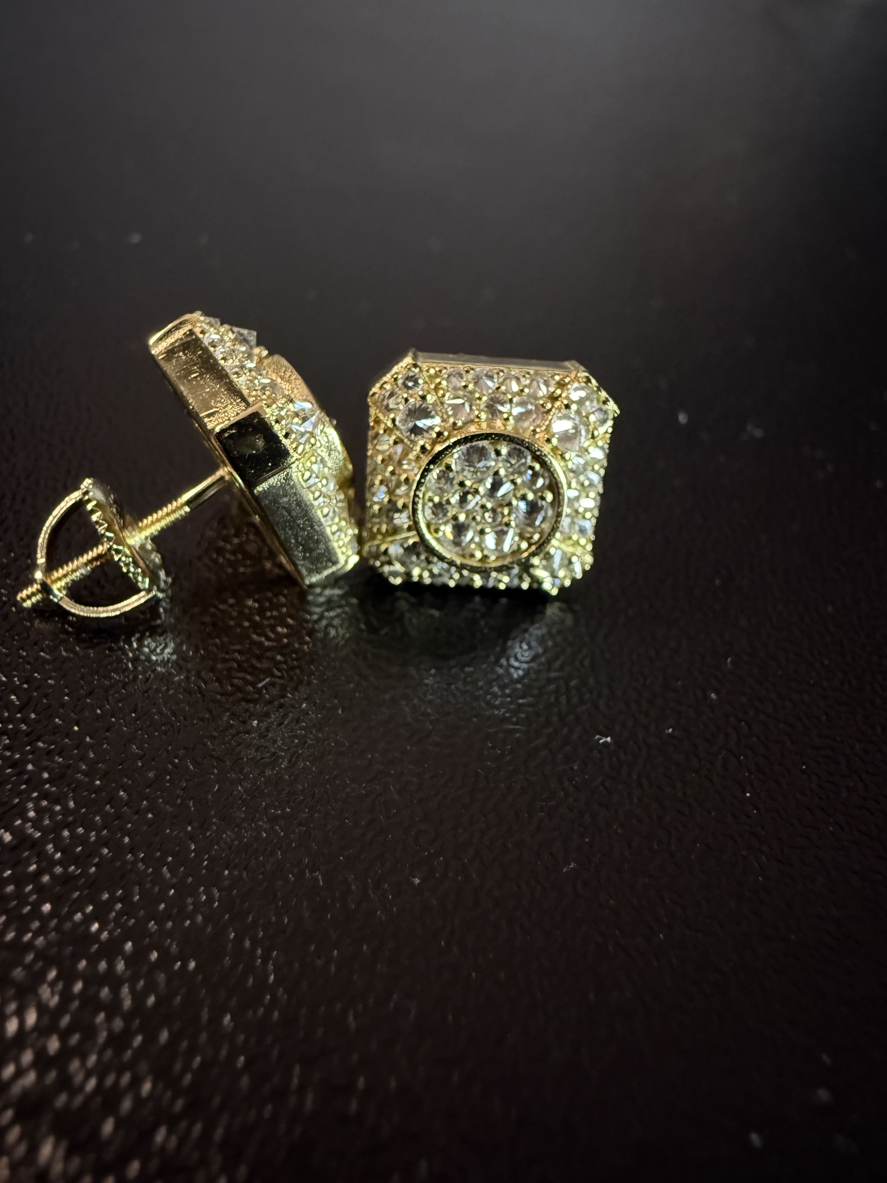 Other Trap Square Halo Studs Moissanite Gold Plated 925s earrings Size ONE SIZE - 2 Thumbnail