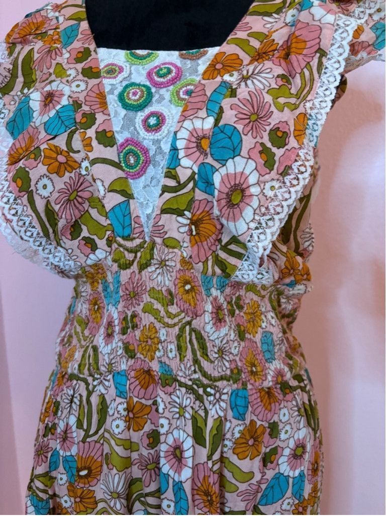 Anthropologie Women's Kitsch & Pop Edition Floral Maxi Dress Size M Pink Size M / US 6-8 / IT 42-44 - 2 Thumbnail