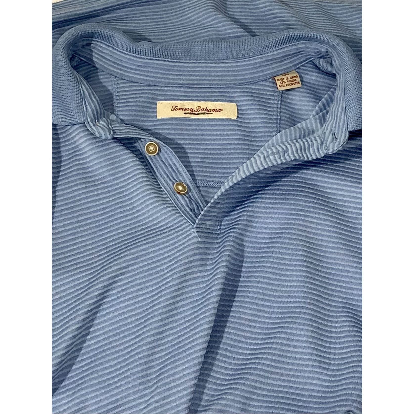 Tommy Bahama Tommy Bahama Mens Blue Ribbed Polo Shirt Short Sleeve Relaxe Size US L / EU 52-54 / 3 - 4 Thumbnail