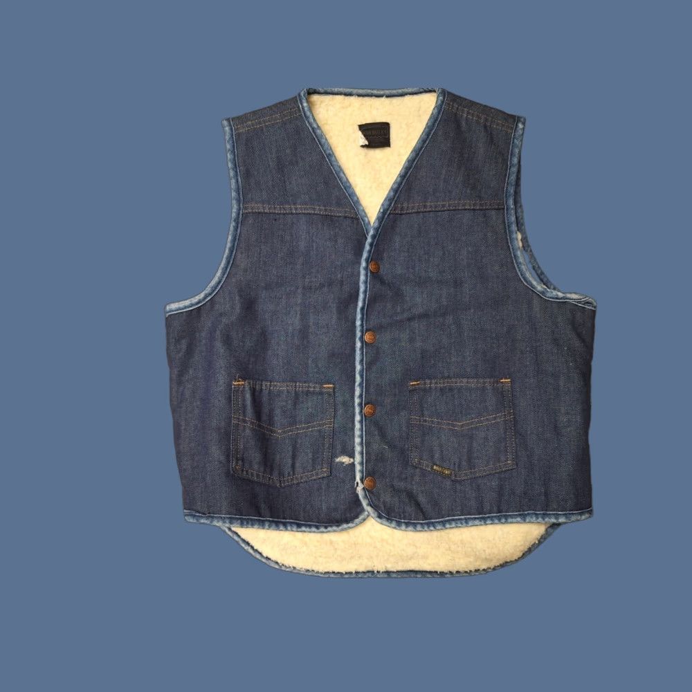 Sears VINTAGE Sears Roebucks Vest L Denim Sherpa Lined Western 70s Distressed Grunge Size US L / EU 52-54 / 3 - 1 Thumbnail