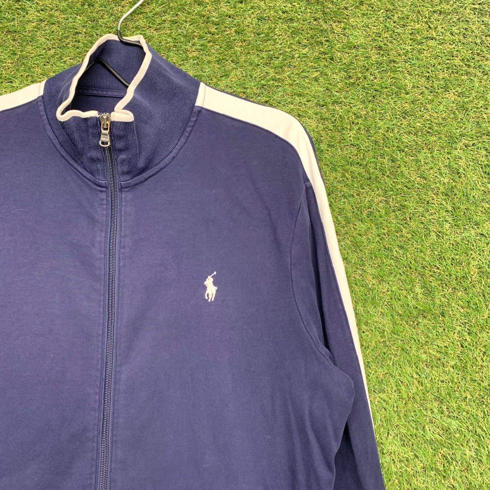 Polo Ralph Lauren VINTAGE Ralph Lauren Track Jacket Mens Large Navy Blue Full Zip Athletic Retro Polo Polo Pony Sports Casual Size US L / EU 52-54 / 3 - 2 Thumbnail