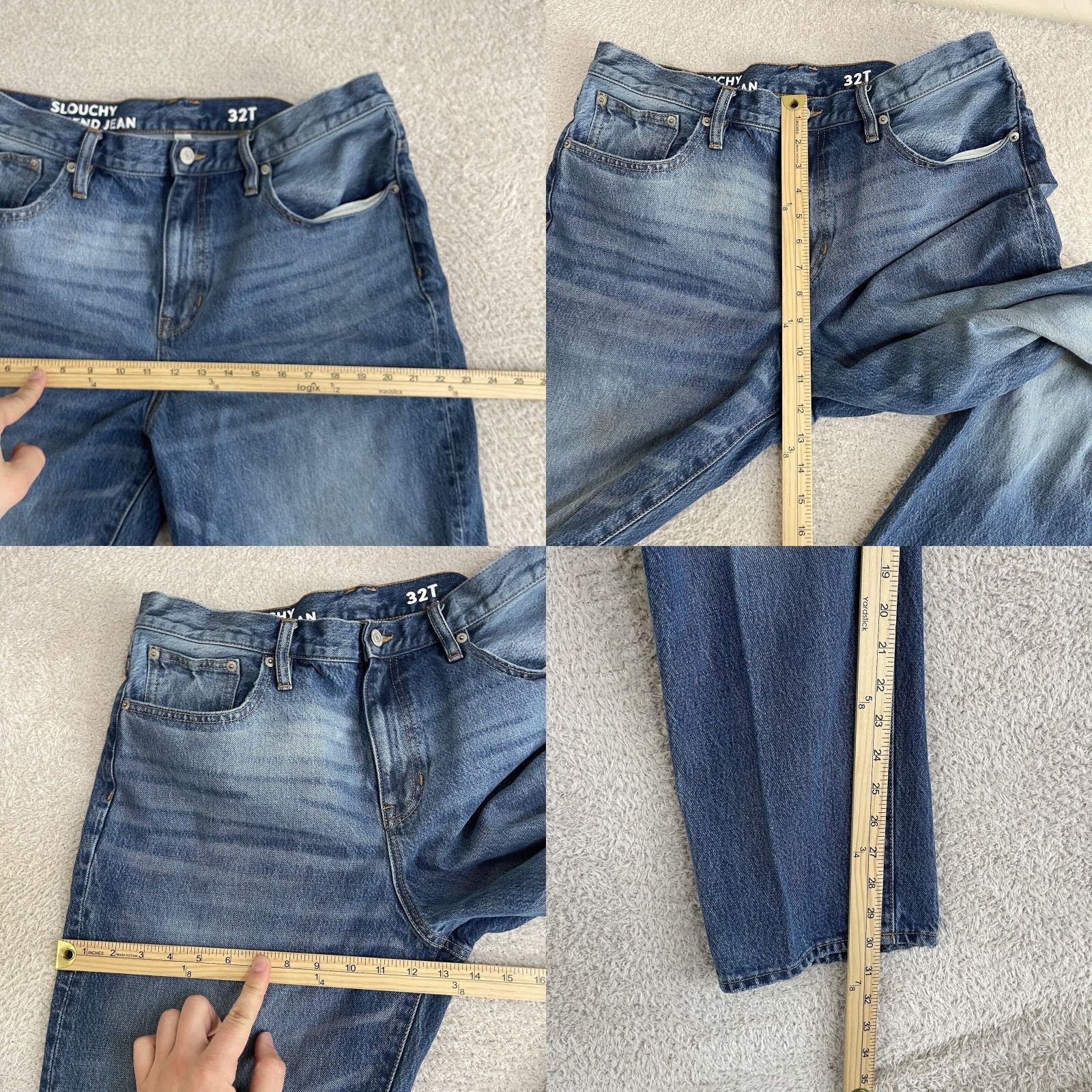 J.Crew VINTAGE J.CREW Jeans Women's 32T (36x30) Blue Slouchy Boyfriend High Rise Boho Mom Faded Jeans Size 24" / US 00 / IT 34 - 8 Thumbnail