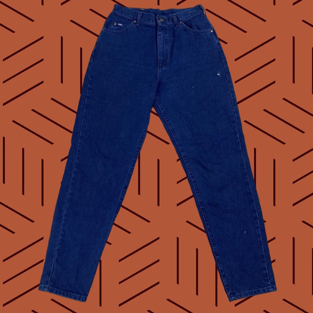 Lee VINTAGE LEE Womens Jeans 12 High Rise Indigo Overdyed Denim Blue 80s 90s Mom Mens Womens Boys Girls Zipper Size 34" / US 12 / IT 48 - 1 Thumbnail