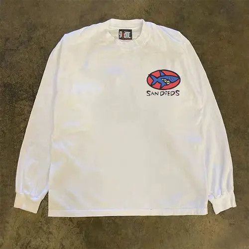 Japanese Brand × Vintage White washed retro shark print long sleeve t-shirt Size US M / EU 48-50 / 2 - 3 Thumbnail