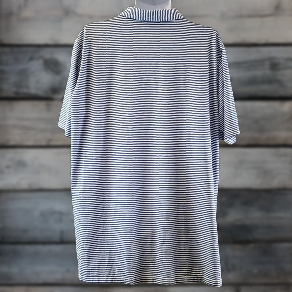 Vintage B. Draddy Polo Shirt Mens 2XL Blue White Stripe Short Sleeve Shirt Polo Size US XXL / EU 58 / 5 - 1 Thumbnail