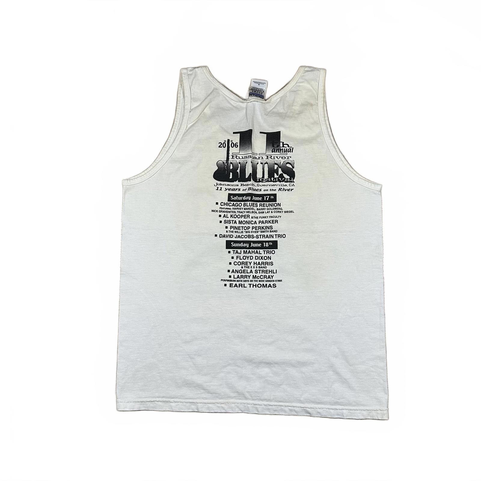 Gildan Gildan Mens Tank Top M White Vintage Blues Festival Graphic Size US M / EU 48-50 / 2 - 2 Thumbnail