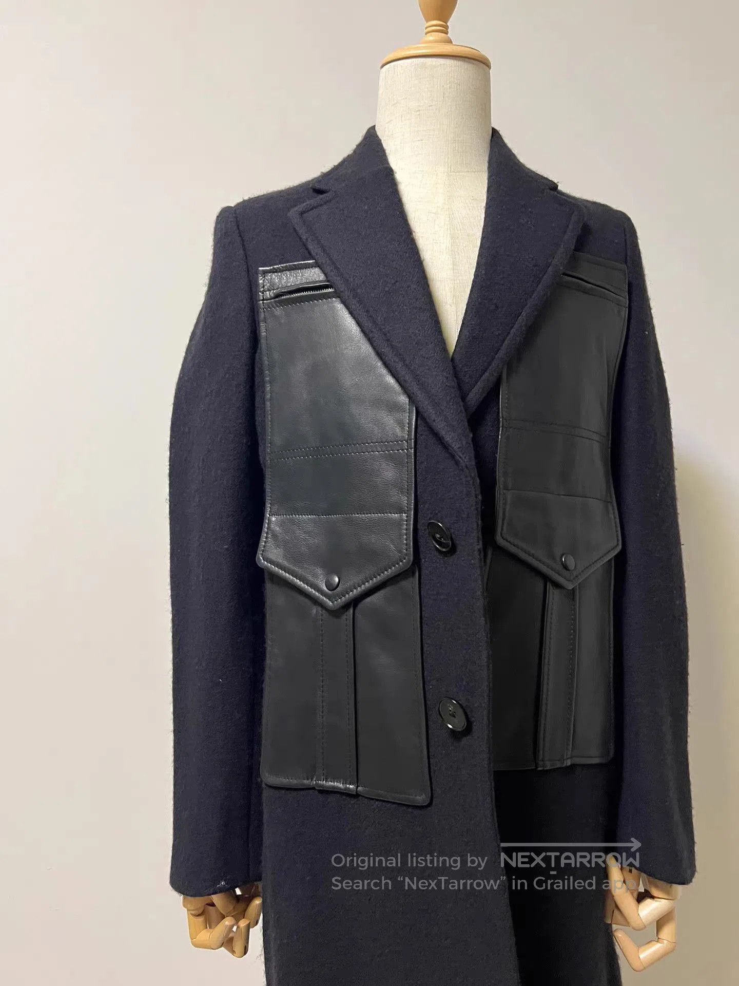 Maison Margiela Black Coat with Leather Panel Pockets . Size US M / EU 48-50 / 2 - 2 Thumbnail