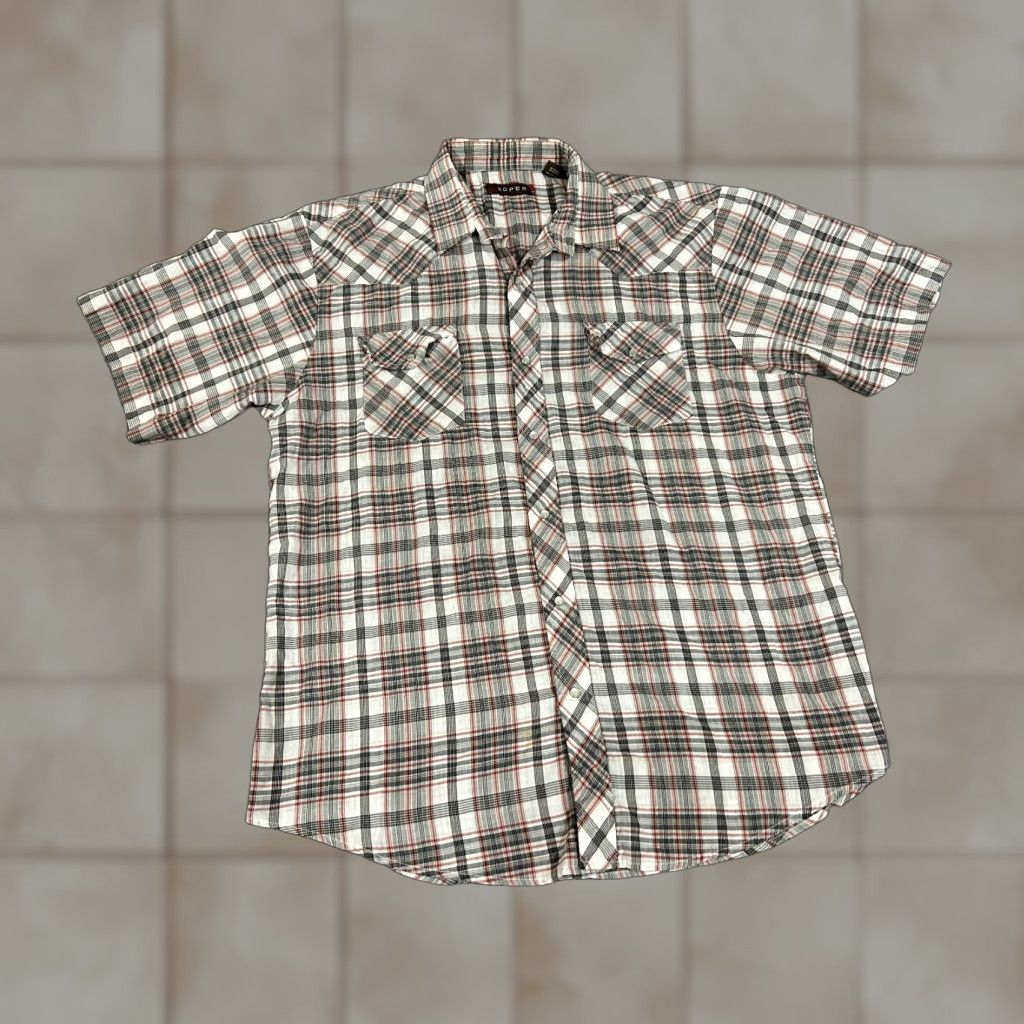 Roper Roper Shirt Mens 2XL Button-Up Plaid Western Snap Cowboy Casual Multicolor Short Sleeve Collared Slimming Pockets American Western Theme Mens Size US XXL / EU 58 / 5 - 1 Thumbnail