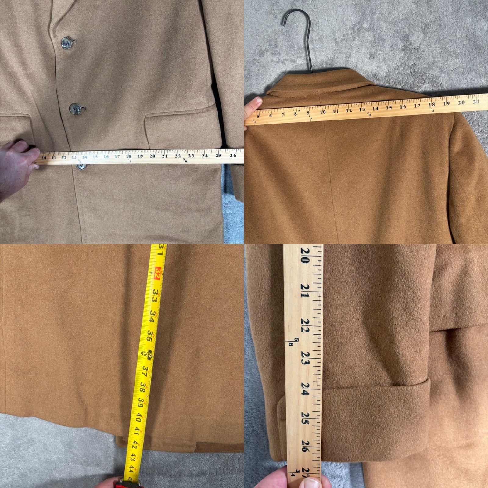 Camel VINTAGE Hudson's Men's Store Coat Overcoat Wool Camel Tan 44 Button Single-Breasted Classic Trench CamEL Hair Blend Mens USA Made 50s 60s Size US S / EU 44-46 / 1 - 8 Thumbnail