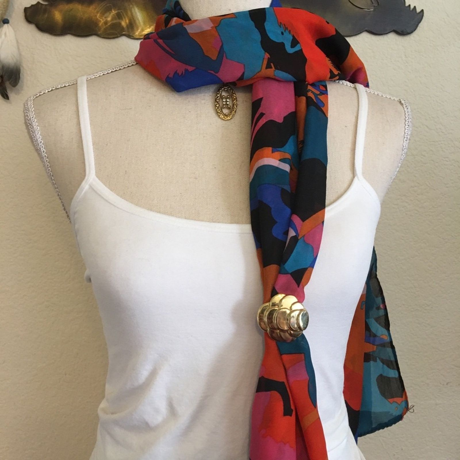 Vintage Vintage gold tone scale design scarf clip Size ONE SIZE - 6 Thumbnail