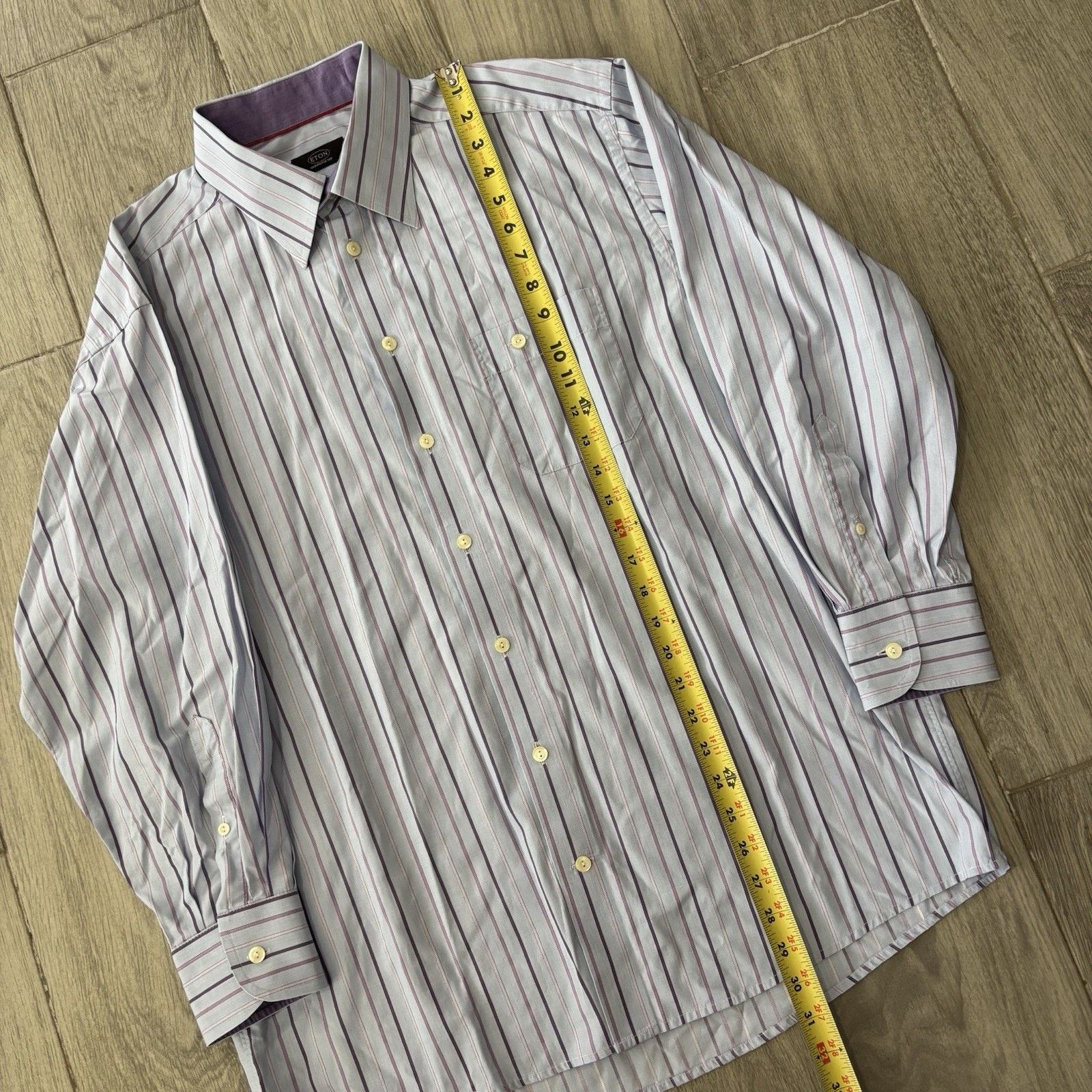 Eton ETON Ganghester Shirt Blue Purple Stripes Mens 17.5 x 44 Size US XL / EU 56 / 4 - 10 Thumbnail