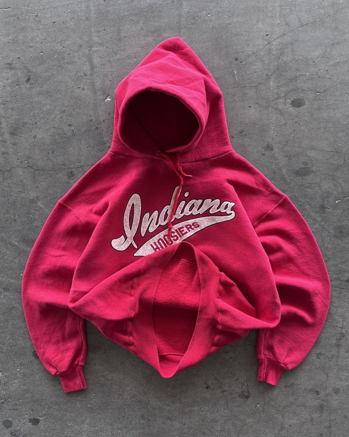 Vintage 70s Indiana Hoosiers Cherry Red Boxy Hoodie Size US L / EU 52-54 / 3 - 4 Thumbnail